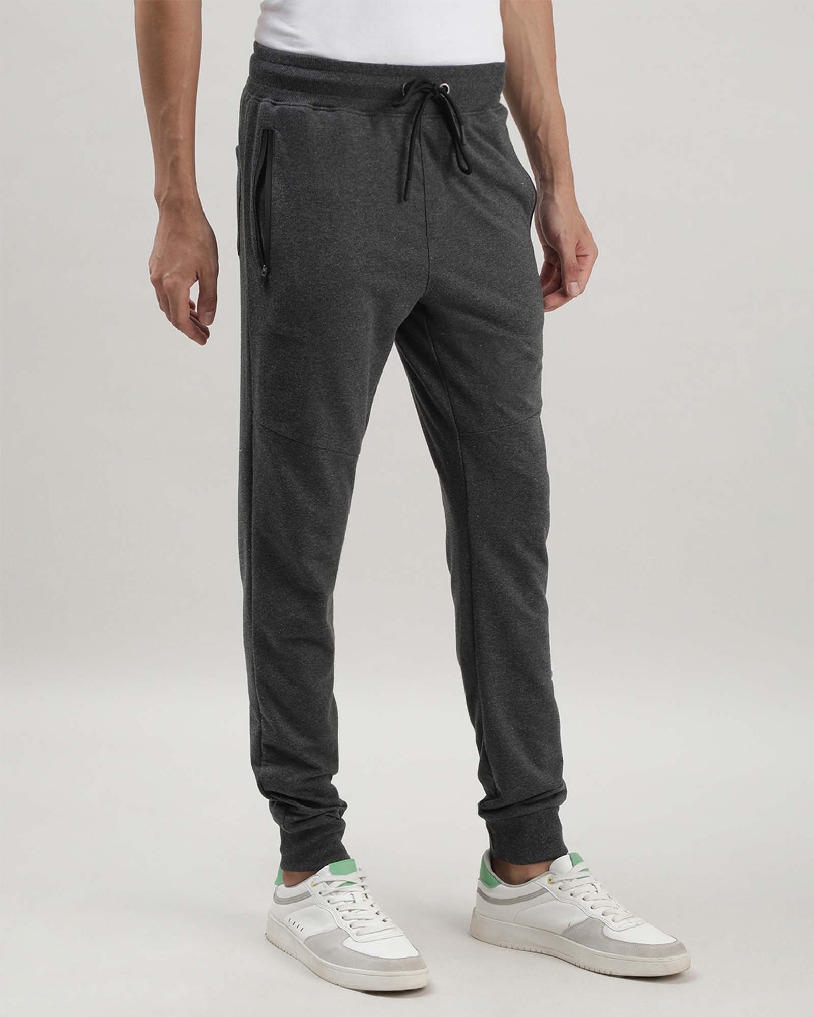 Grey Solid Track Joggers