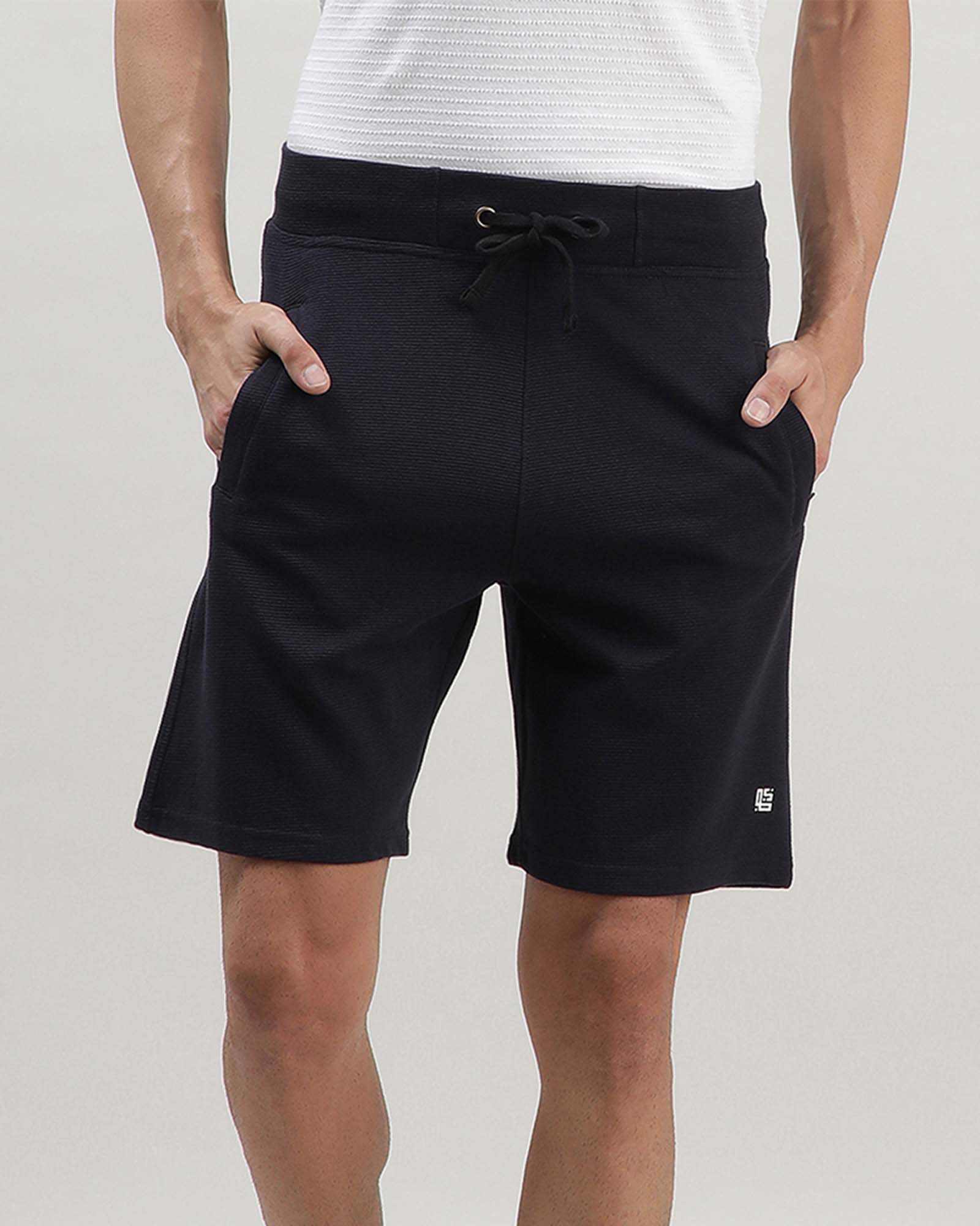 Black Solid Track Shorts