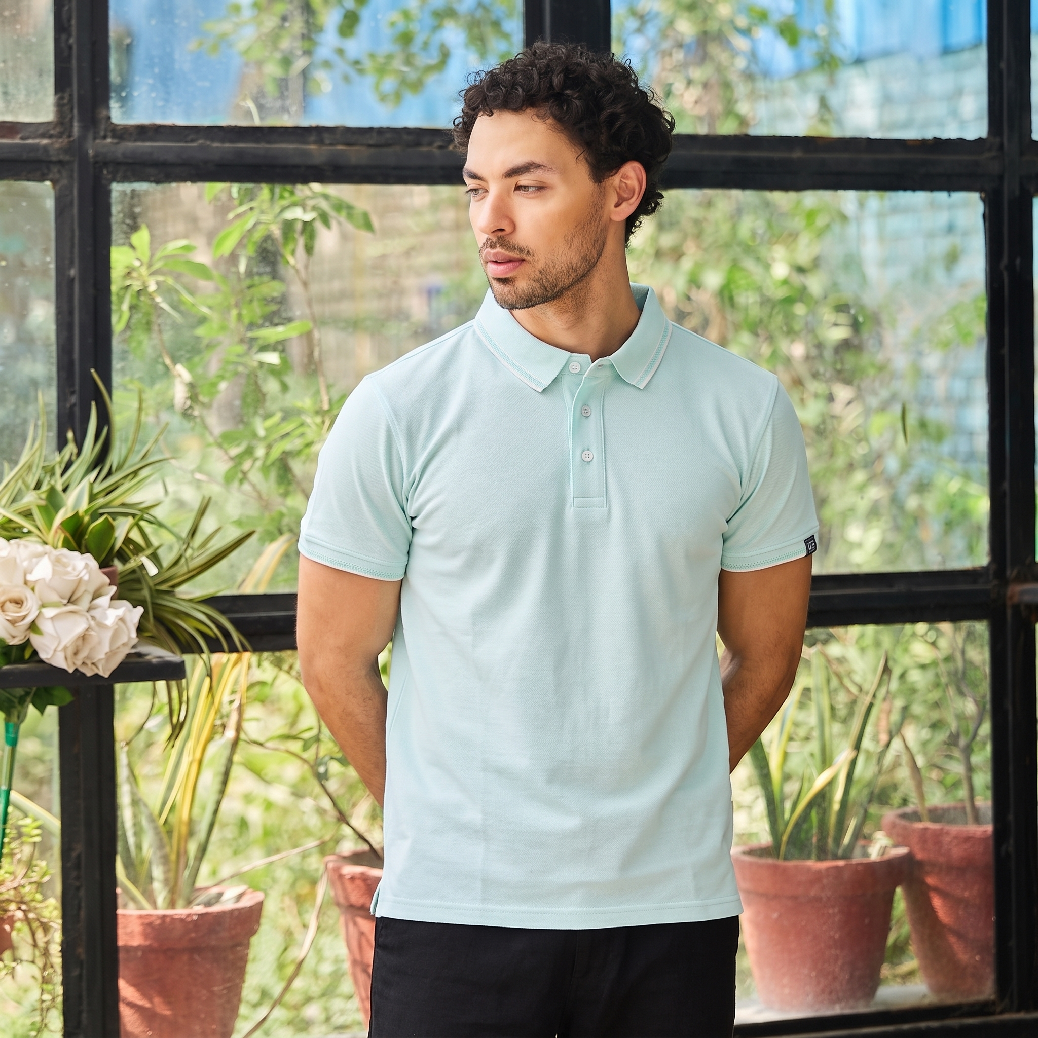 CONTRAST TIPPING POLO - MINT