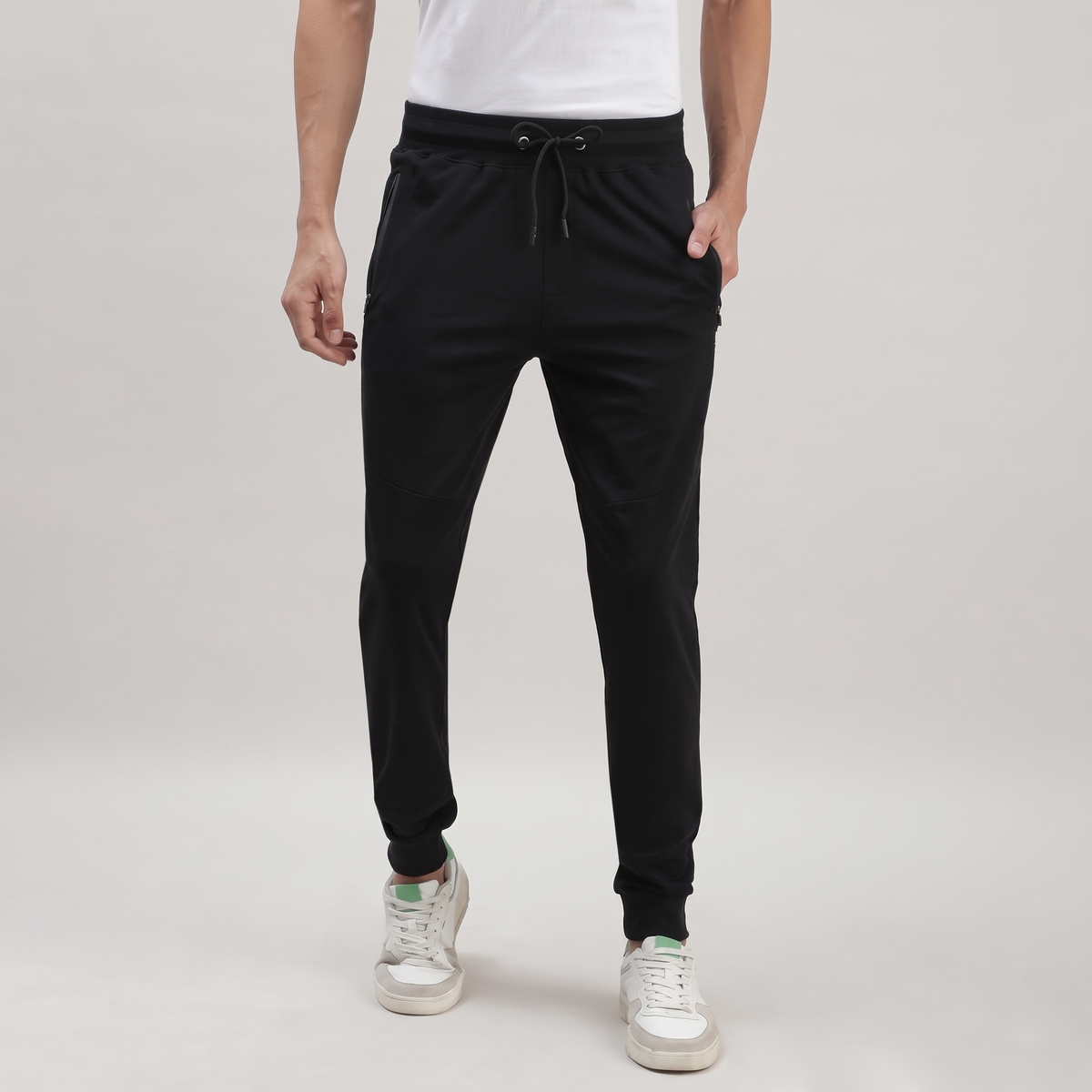 Black Solid Track Joggers