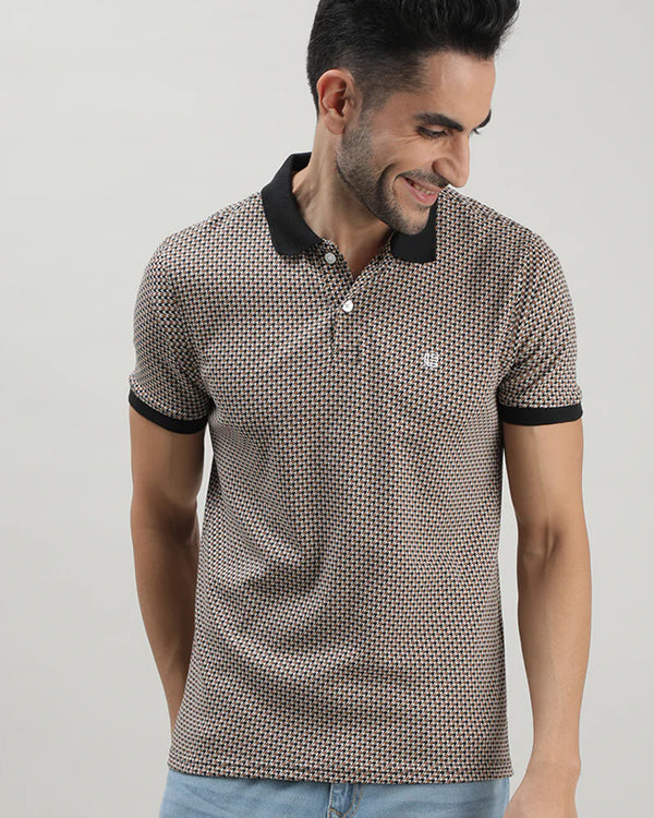 Black & Brown Houndstooth Polo Tshirt