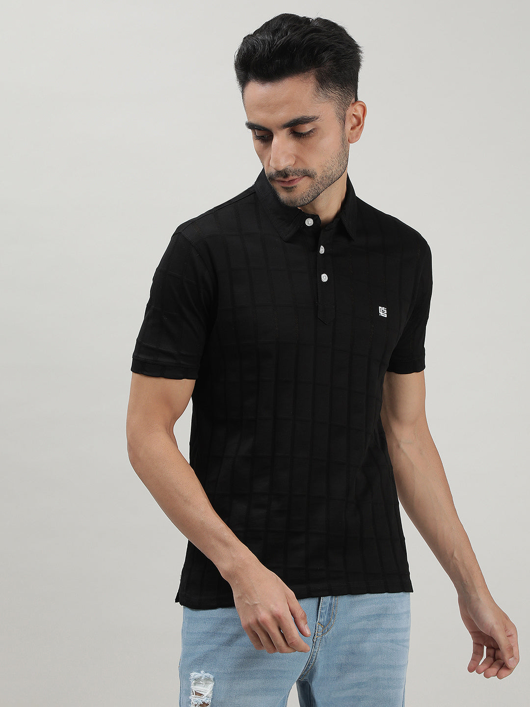 Black Polo T-shirt for Men at Loom & Spin
