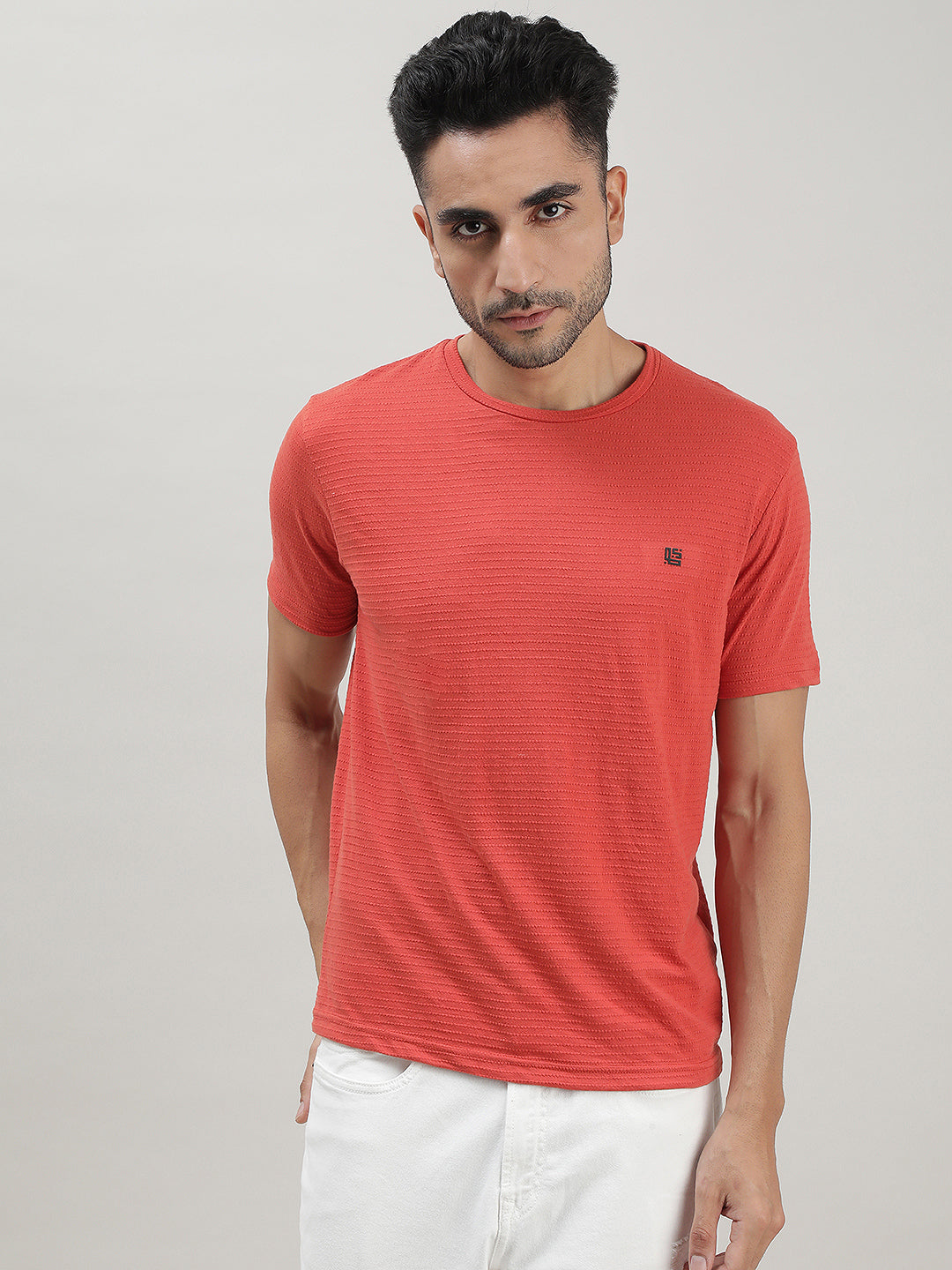 Vermillion Solid Crew Neck T-shirt