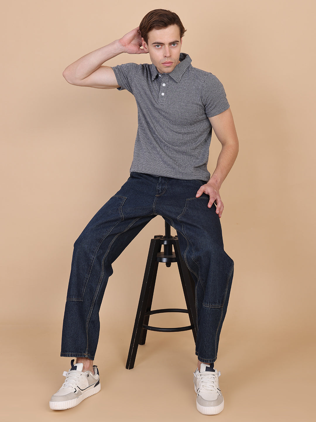 Black And White Men Polo Tshirt