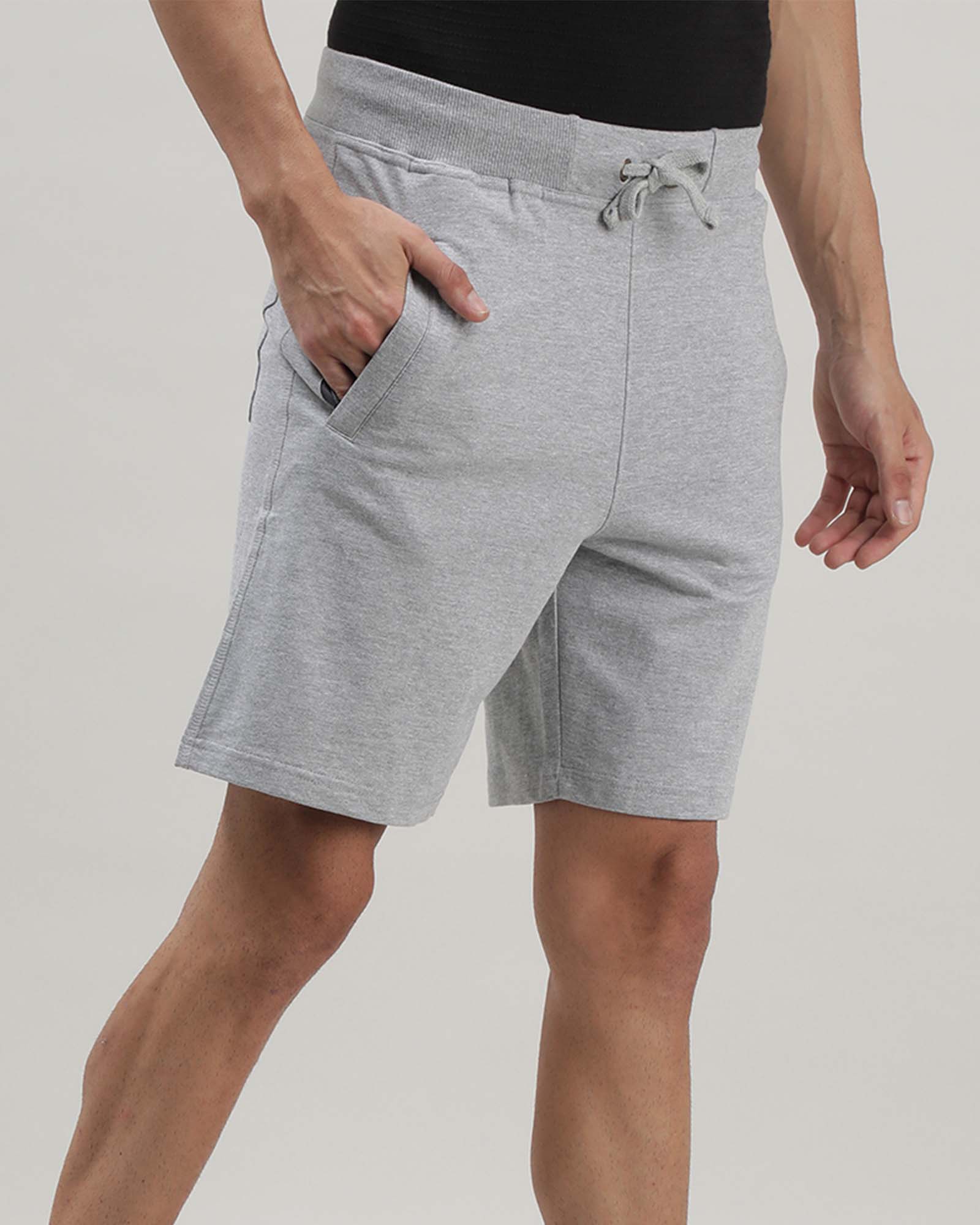 Grey Solid Track Shorts
