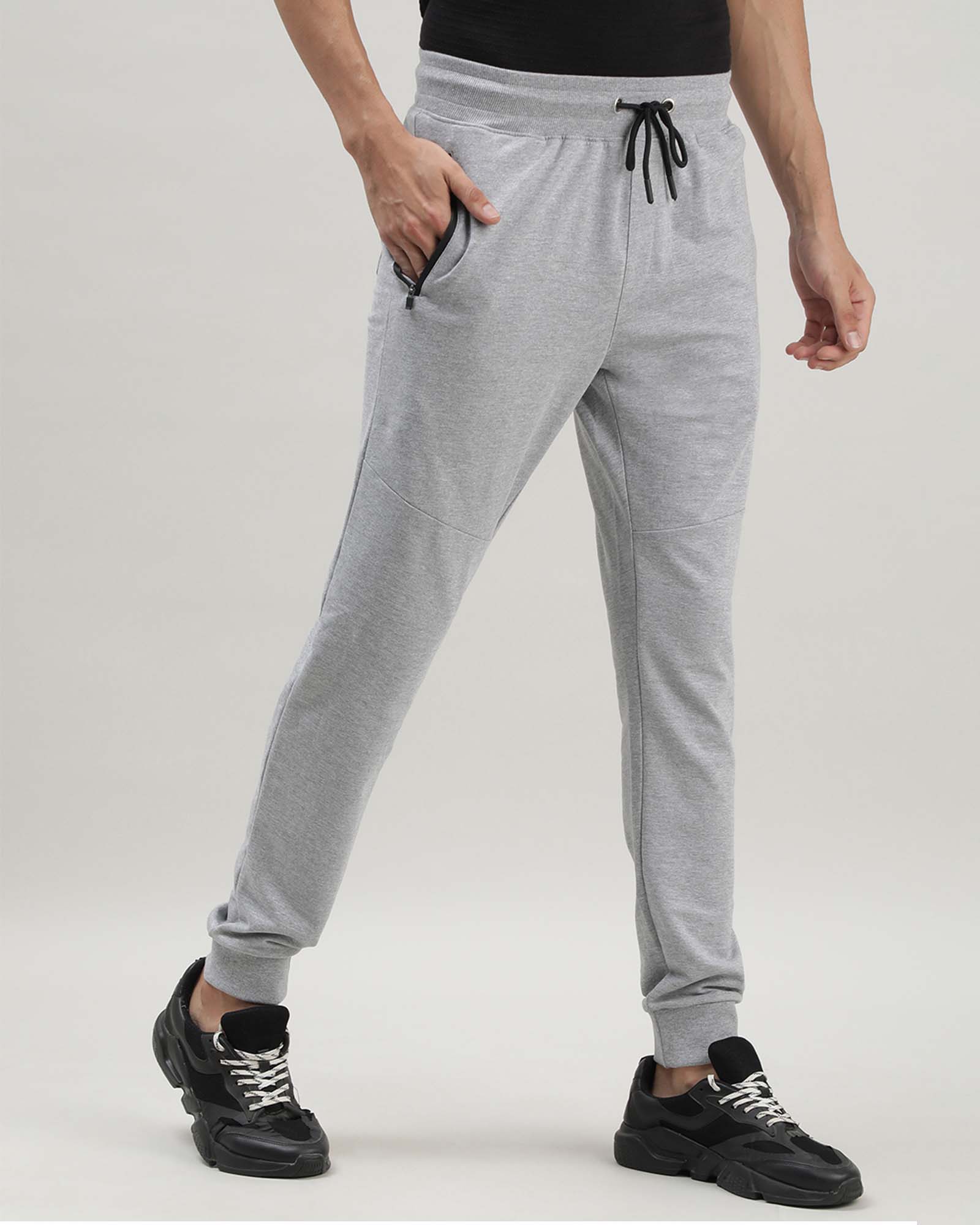 Light Grey Solid Track Joggers