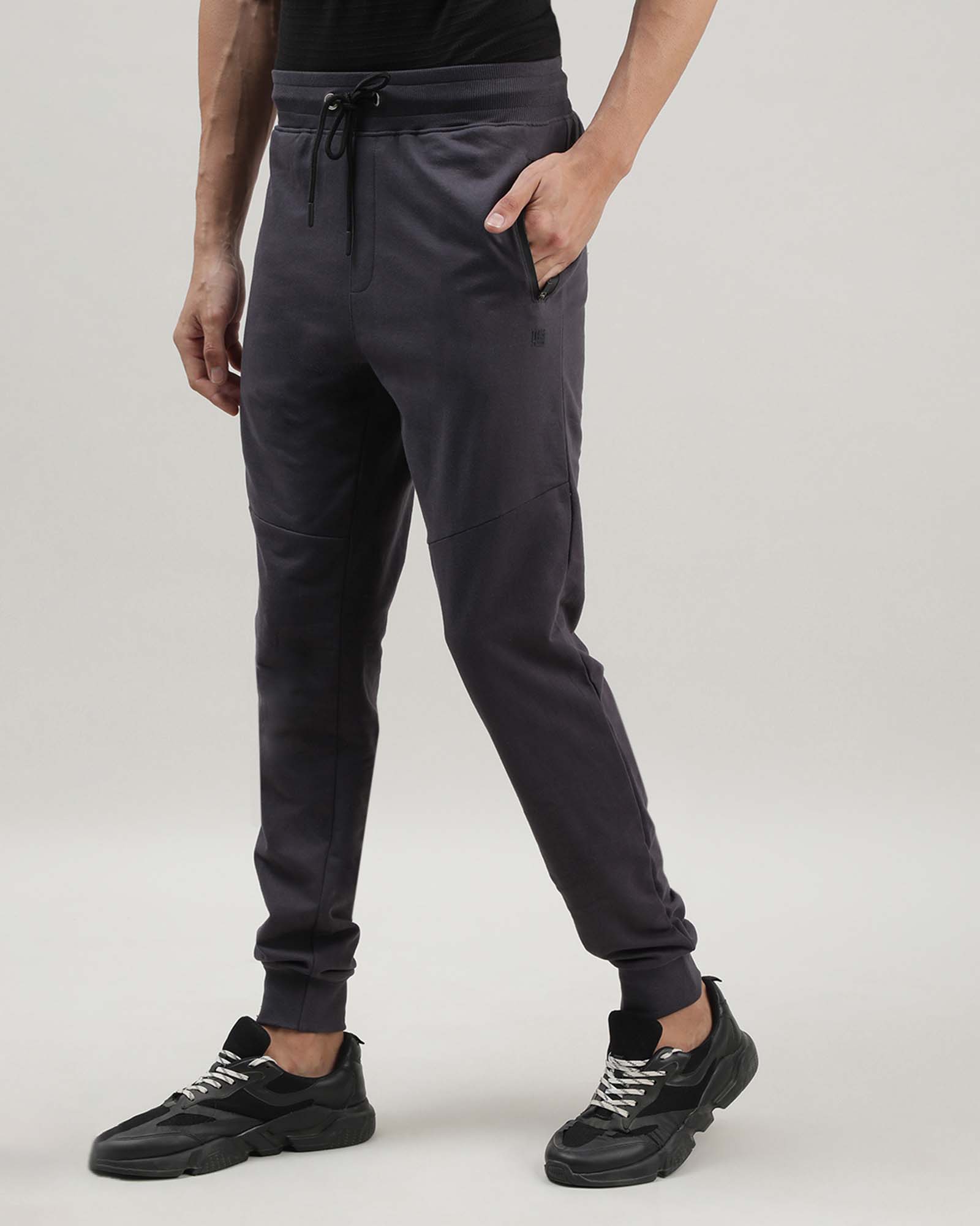Dark Grey Solid Track Joggers