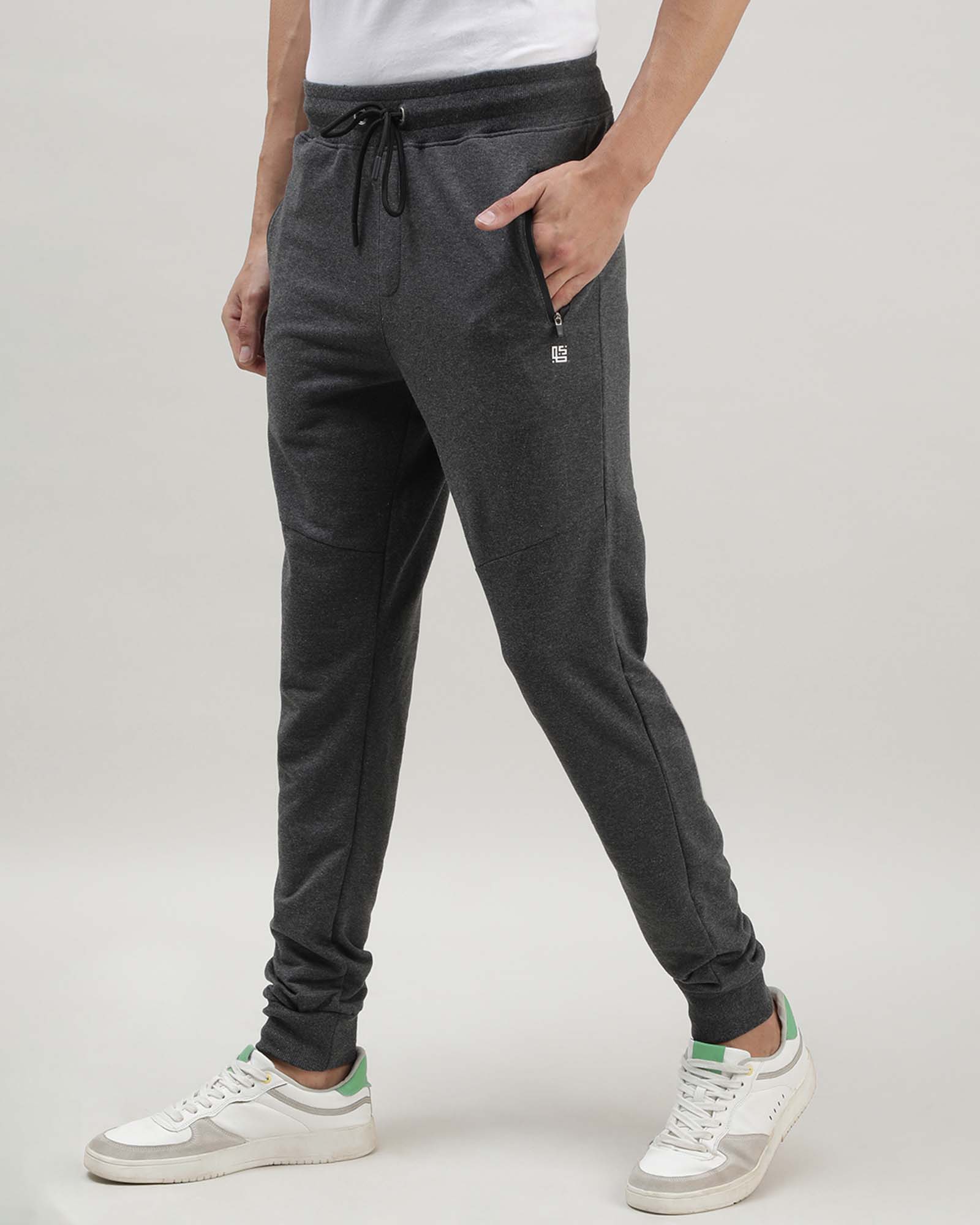 Grey Solid Track Joggers