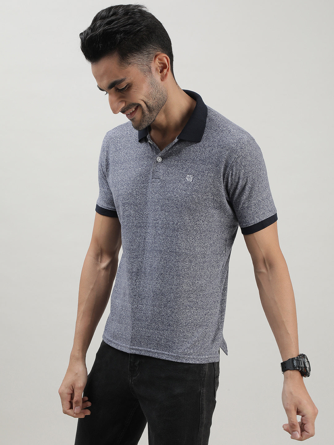 Melange Grey Polo T-shirt for Men