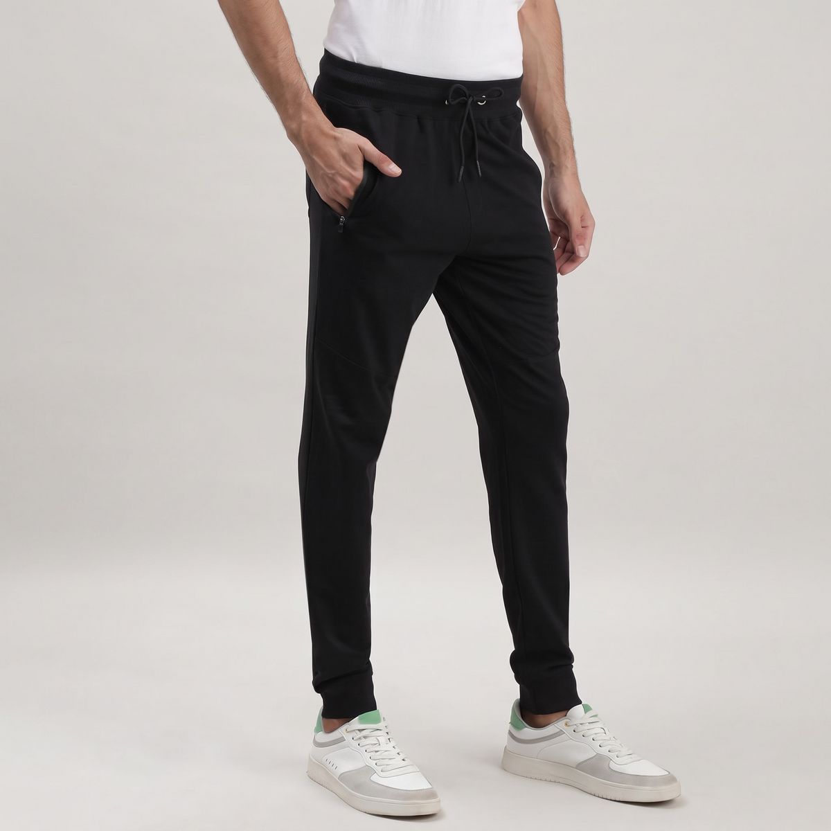 Black Solid Track Joggers