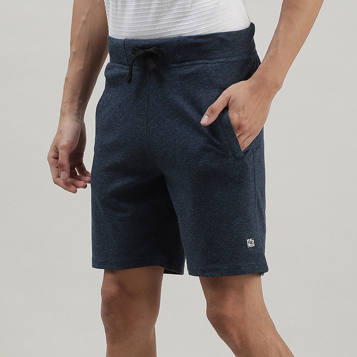 Blue Melange Solid Track Shorts