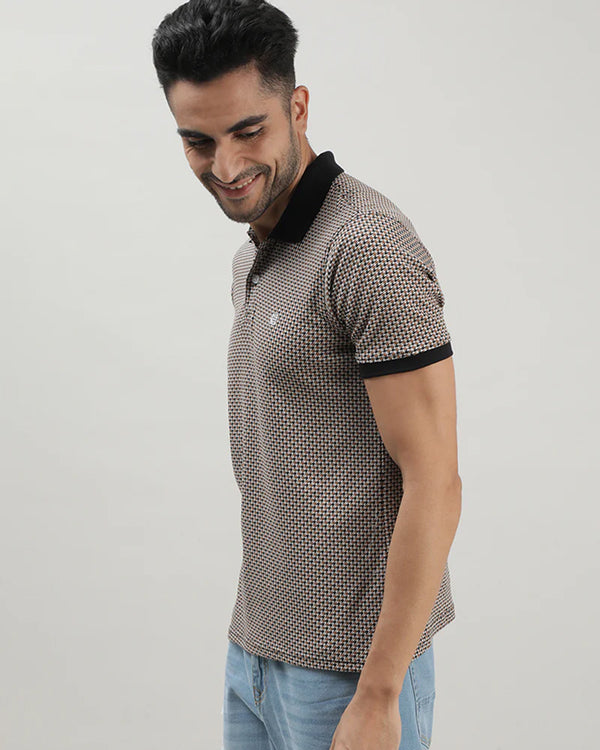 Black & Brown Houndstooth Polo Tshirt
