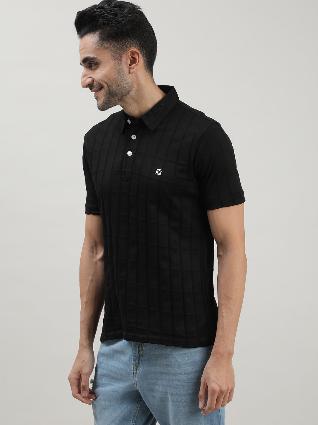 Black Polo T-shirt for Men at Loom & Spin