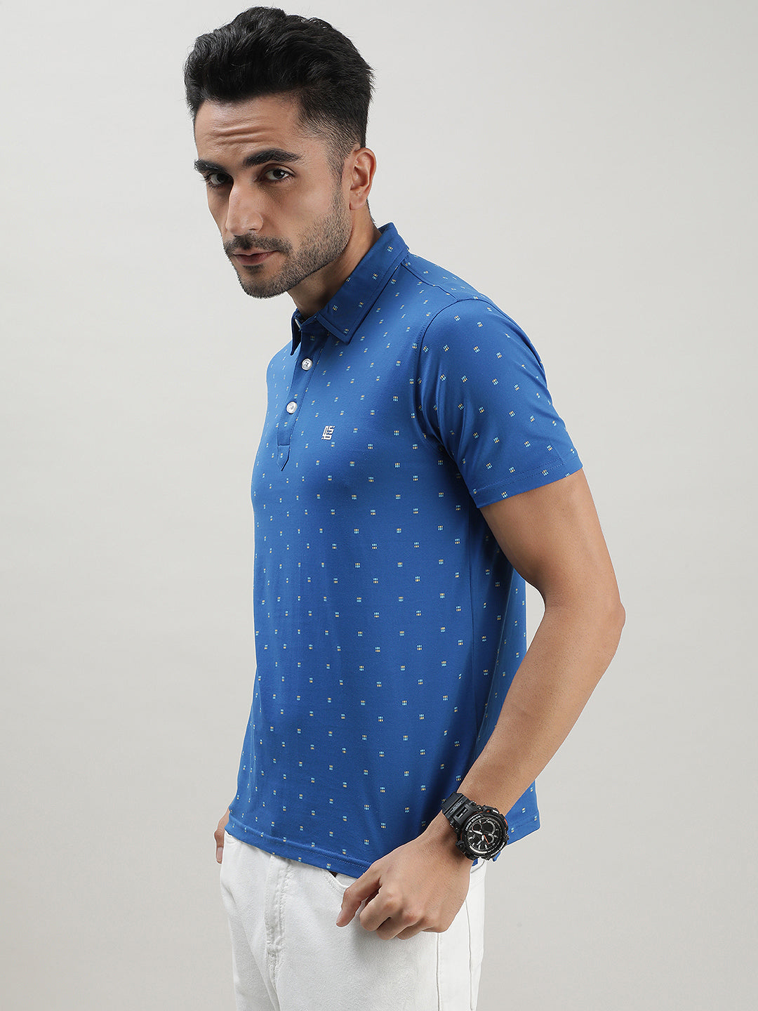 Blue Printed Polo T-shirt