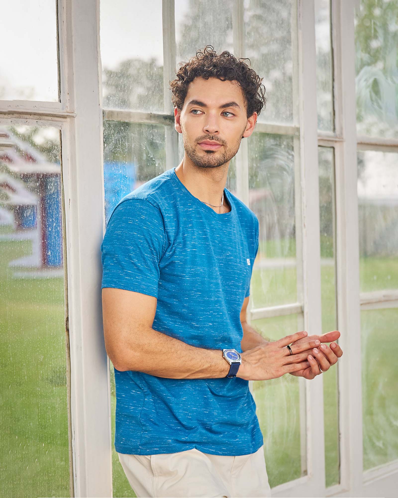 Royal Blue Space Dyed Crew Neck Tshirt