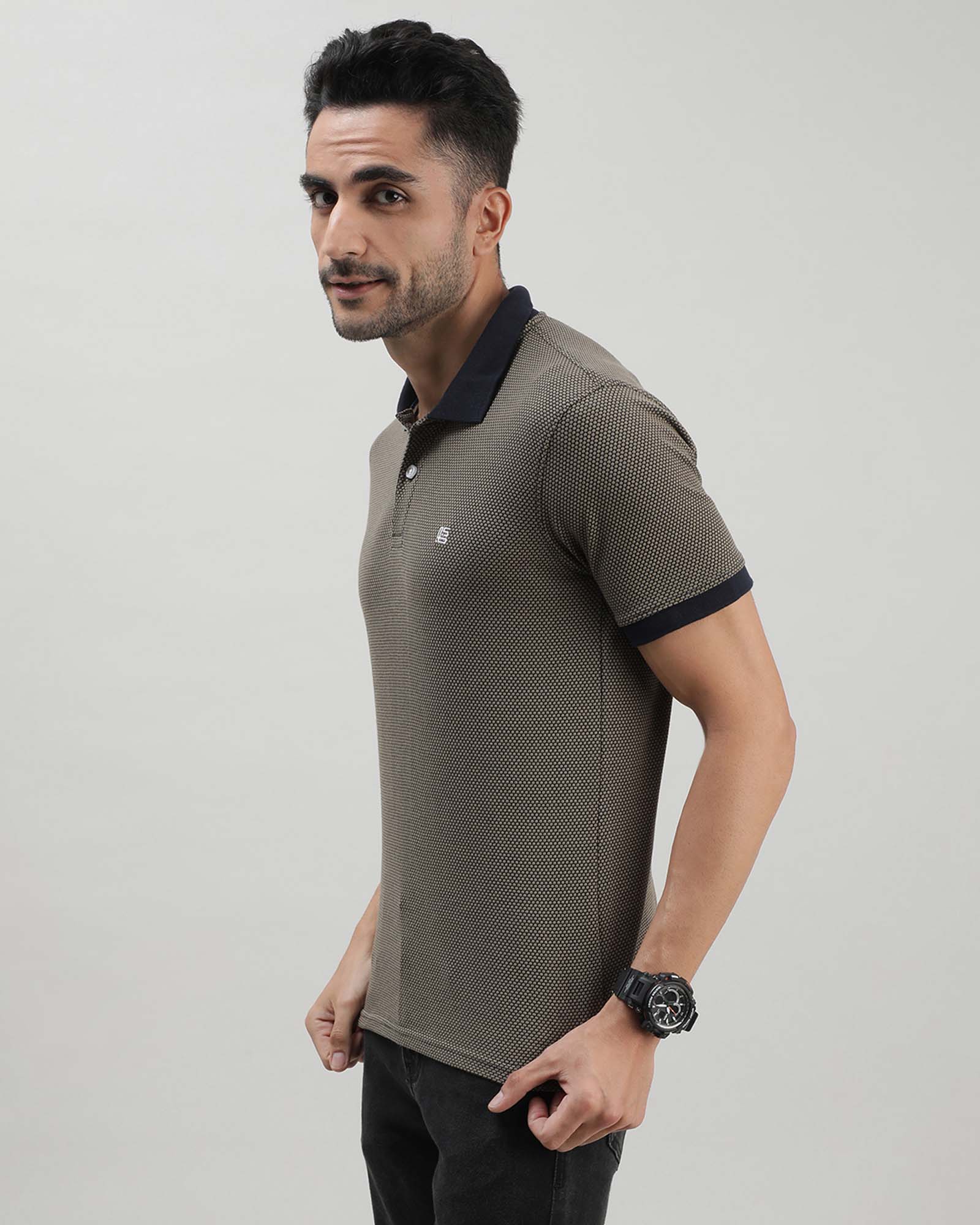 Olive Jacquard Polo Tshirt
