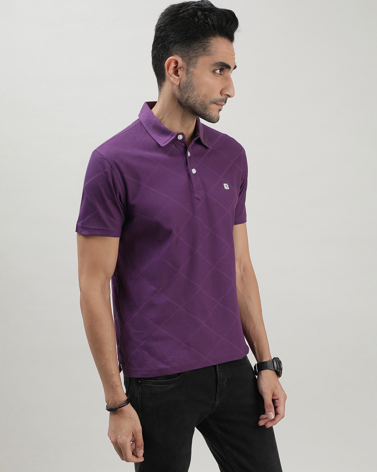 Purple Jacquard Polo Tshirt