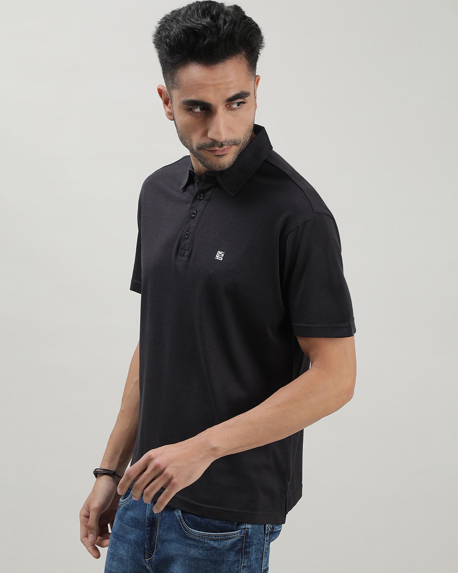 Charcoal Black Solid Polo Tshirt