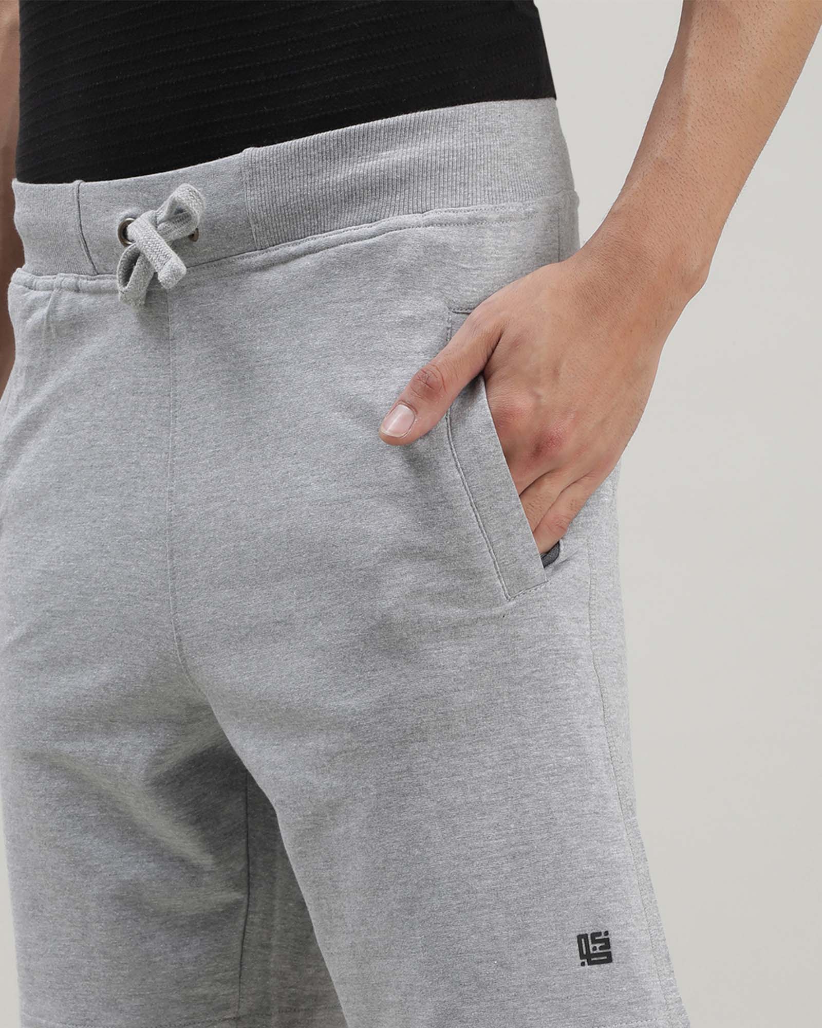 Grey Solid Track Shorts