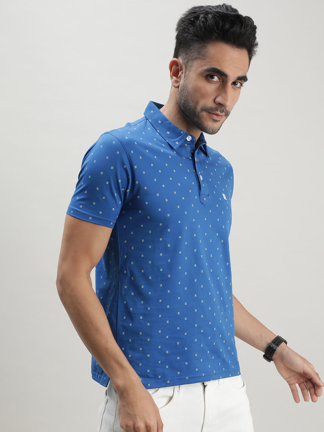 Blue Printed Polo T-shirt