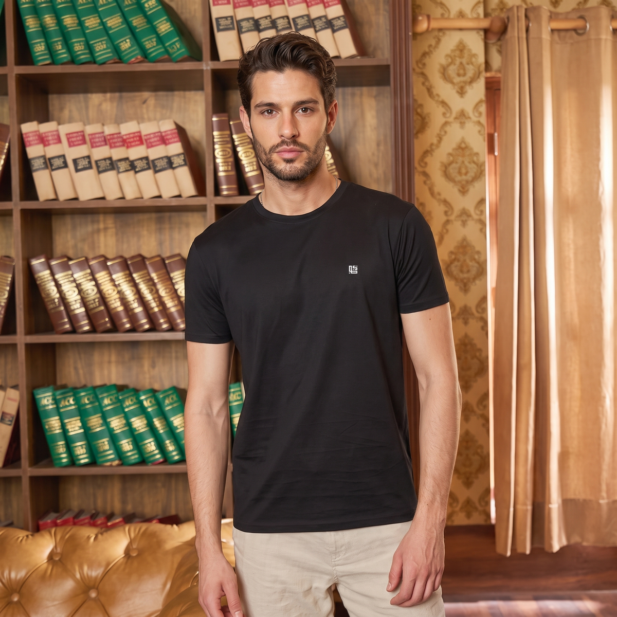 Jet Black Solid Crew Neck Tshirt