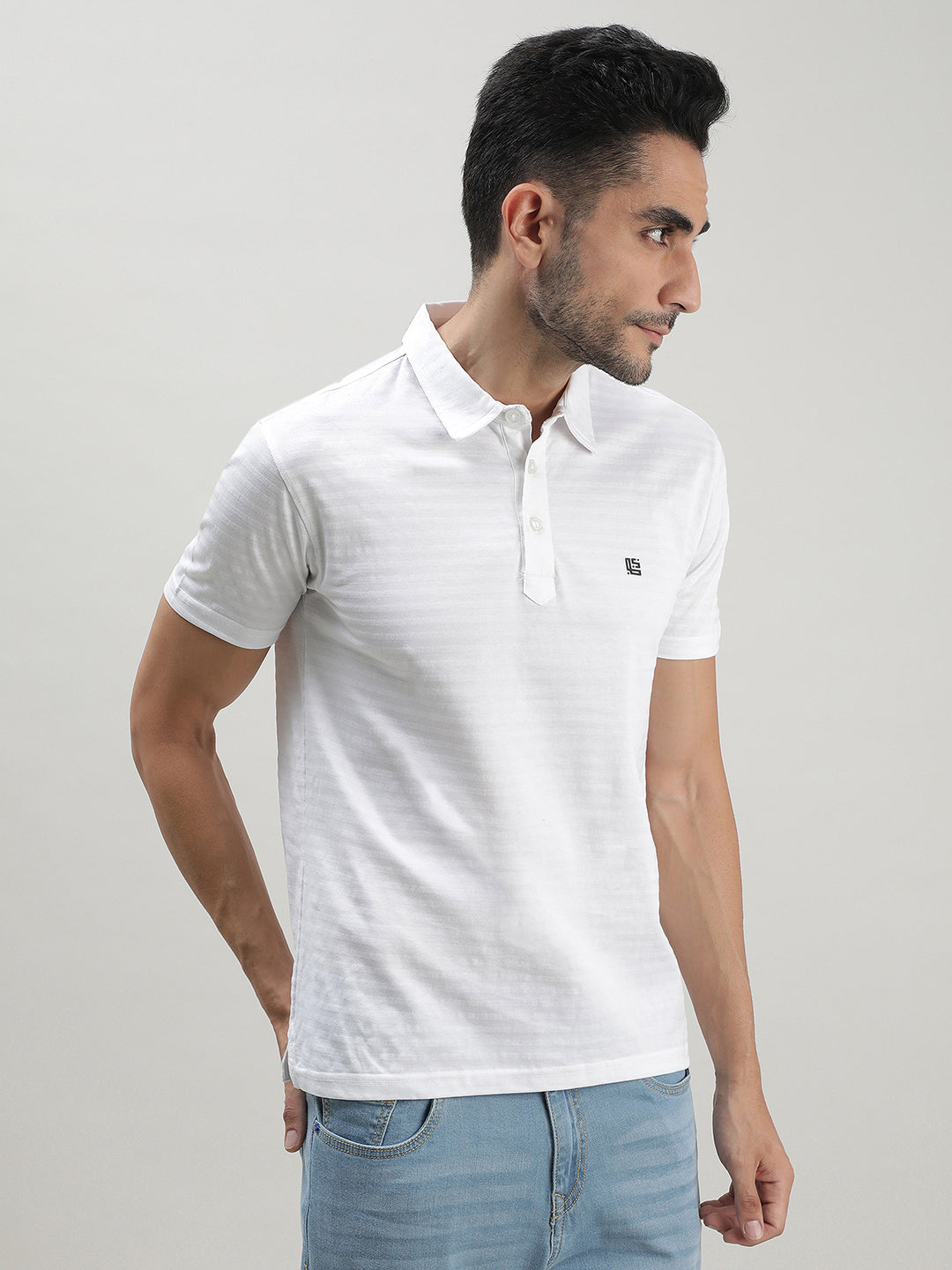 White Polo T-shirt for Men at Loom & Spin
