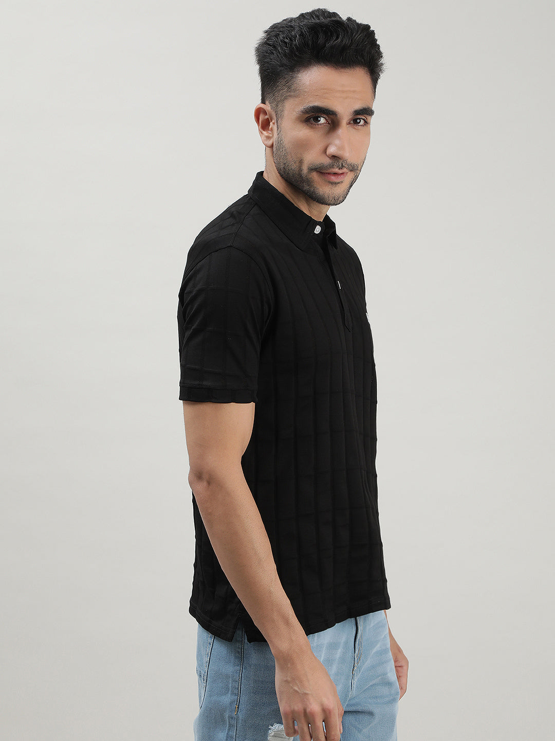 Black Polo T-shirt for Men at Loom & Spin