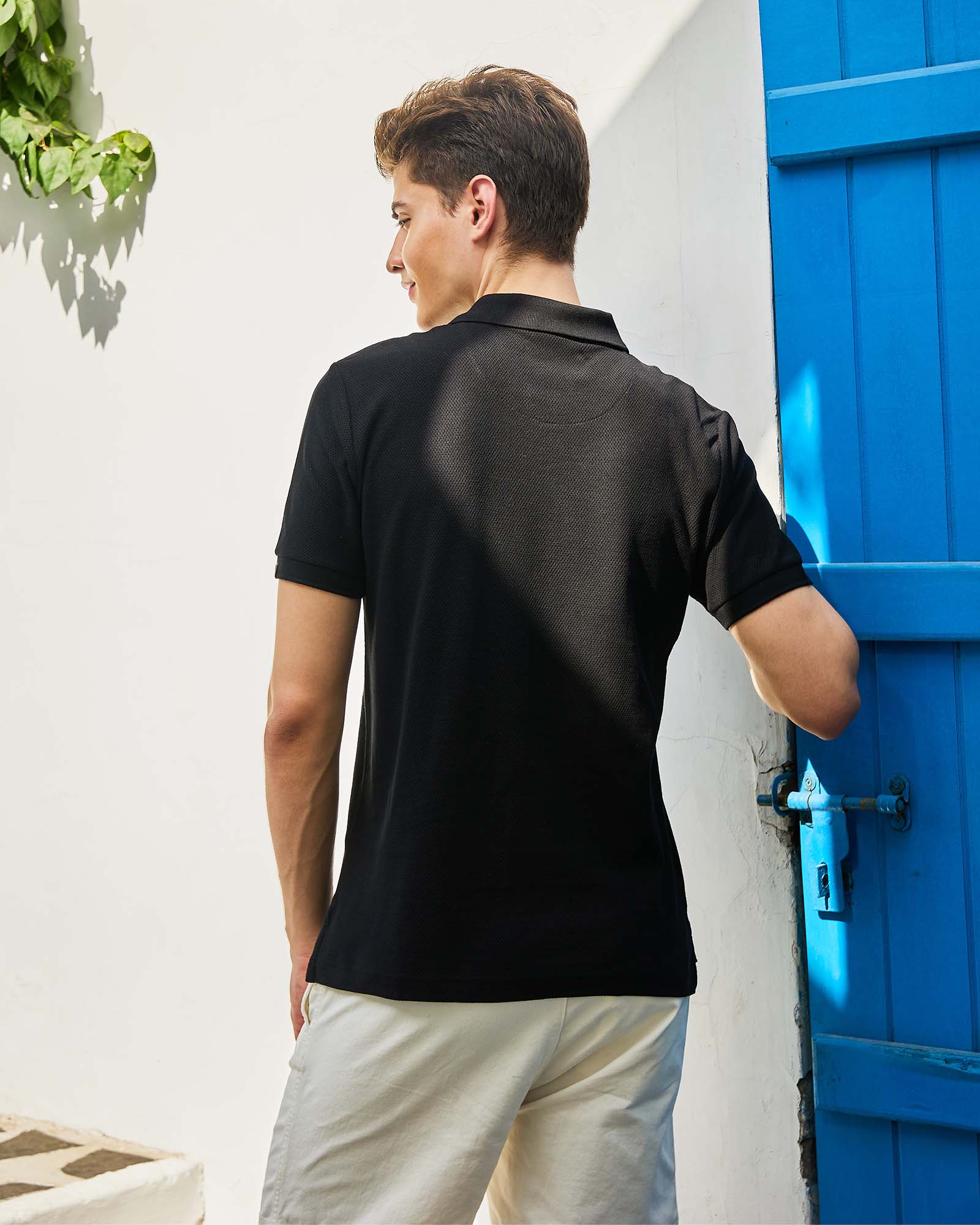 Black Jacquard Polo Tshirt
