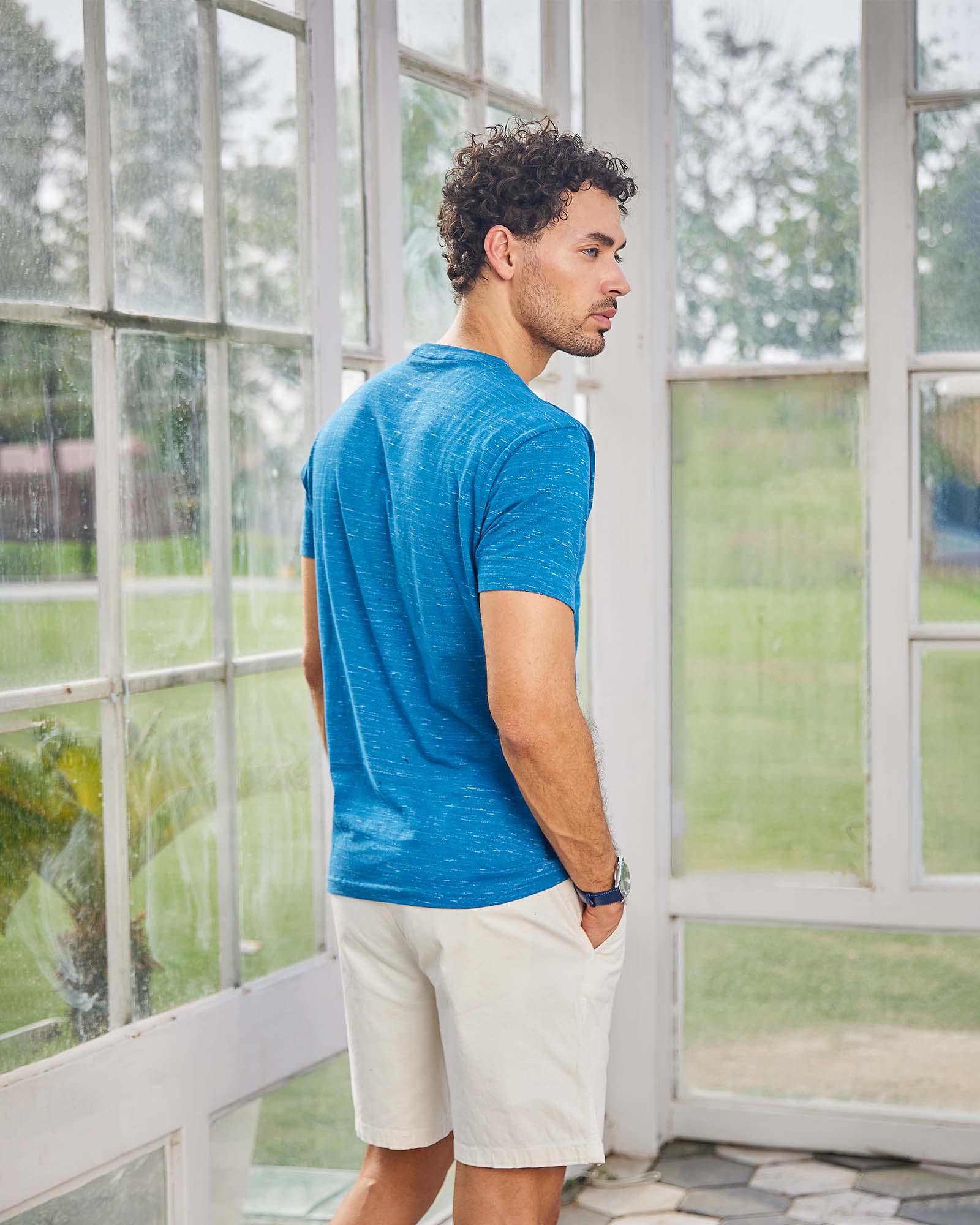 Royal Blue Space Dyed Crew Neck Tshirt