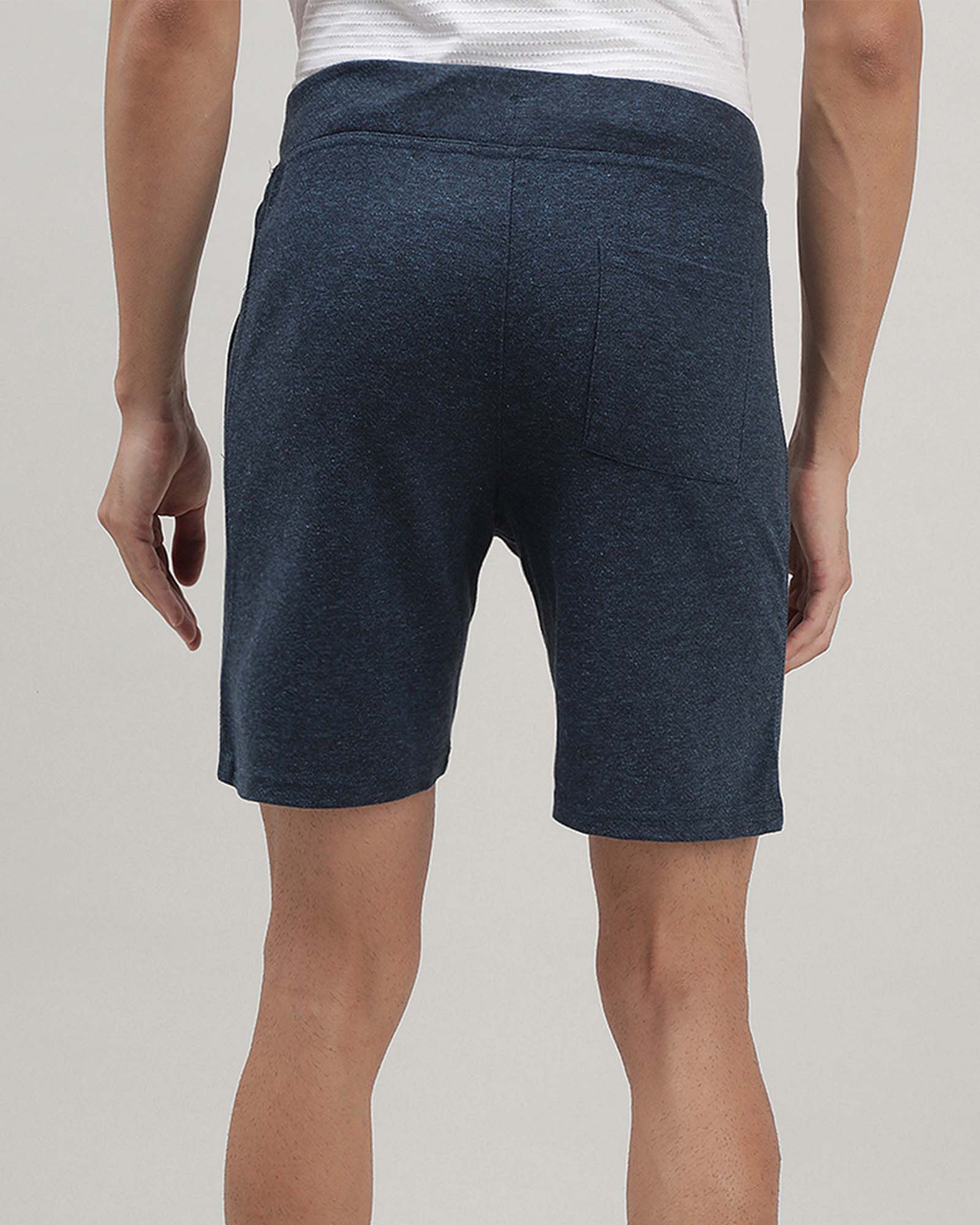 Blue Melange Solid Track Shorts
