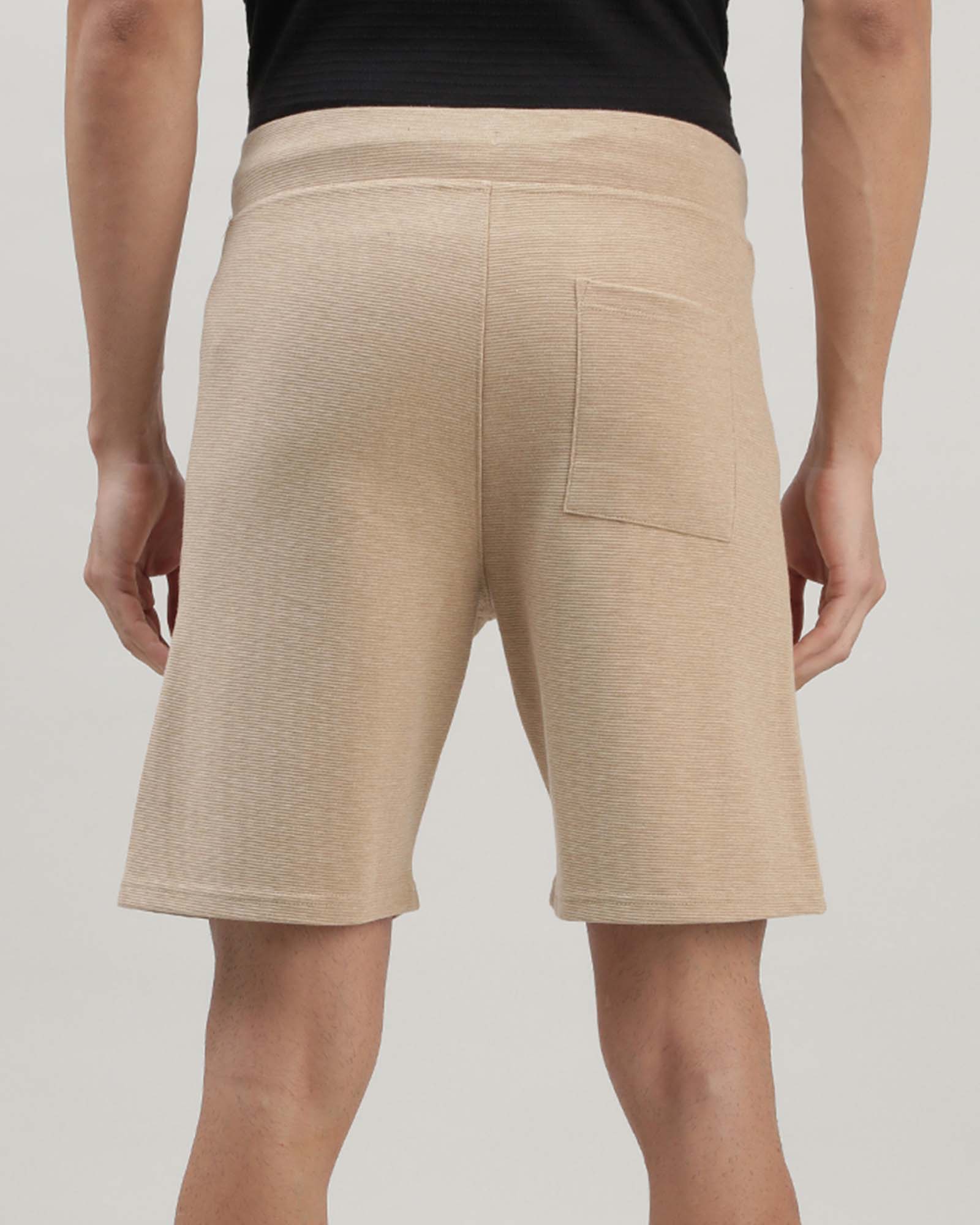 Beige Solid Track Shorts