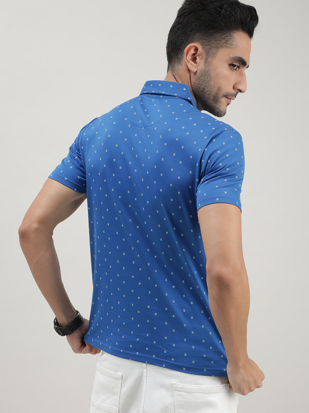 Blue Printed Polo T-shirt