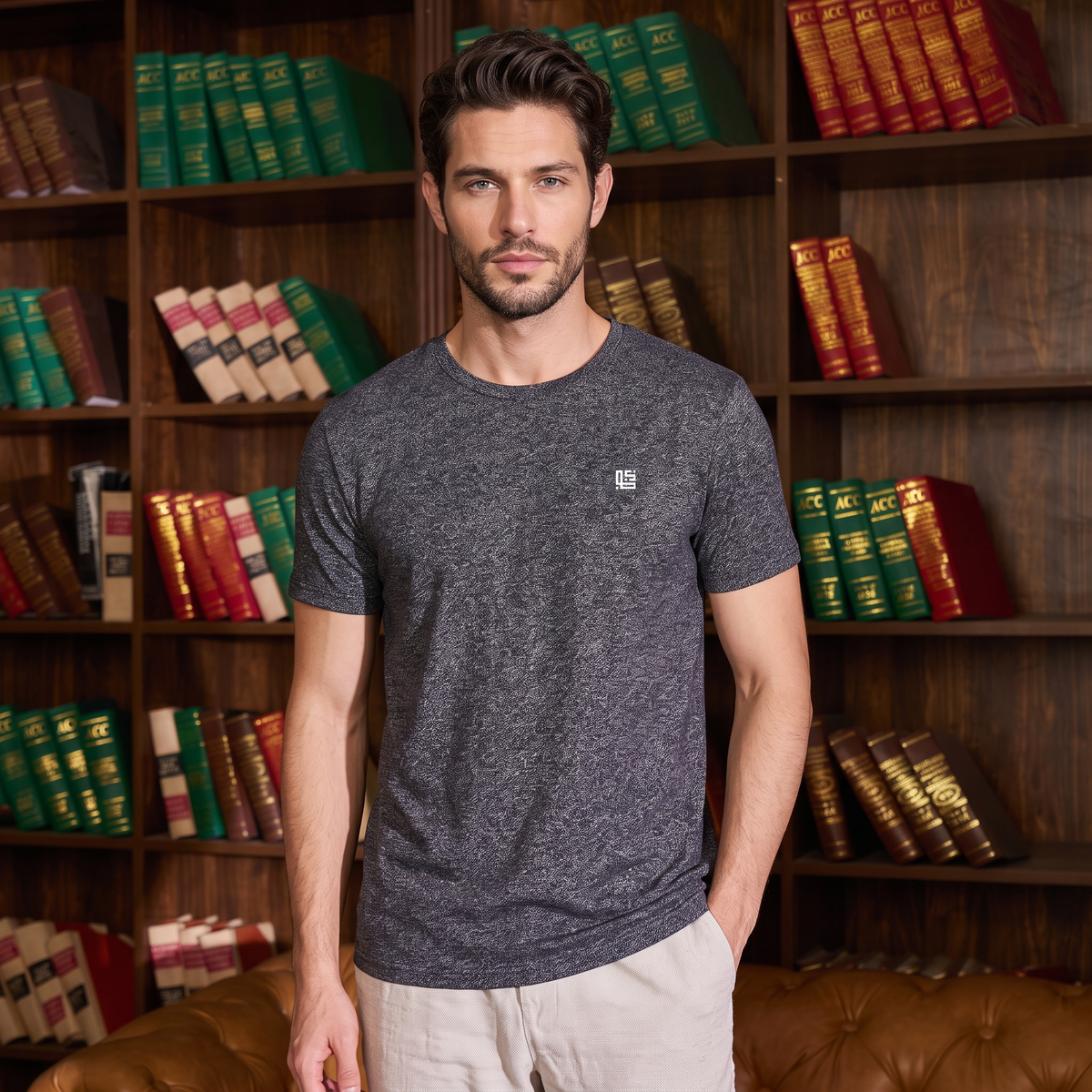 Dark Grey Space Dyed Crew Neck Tshirt
