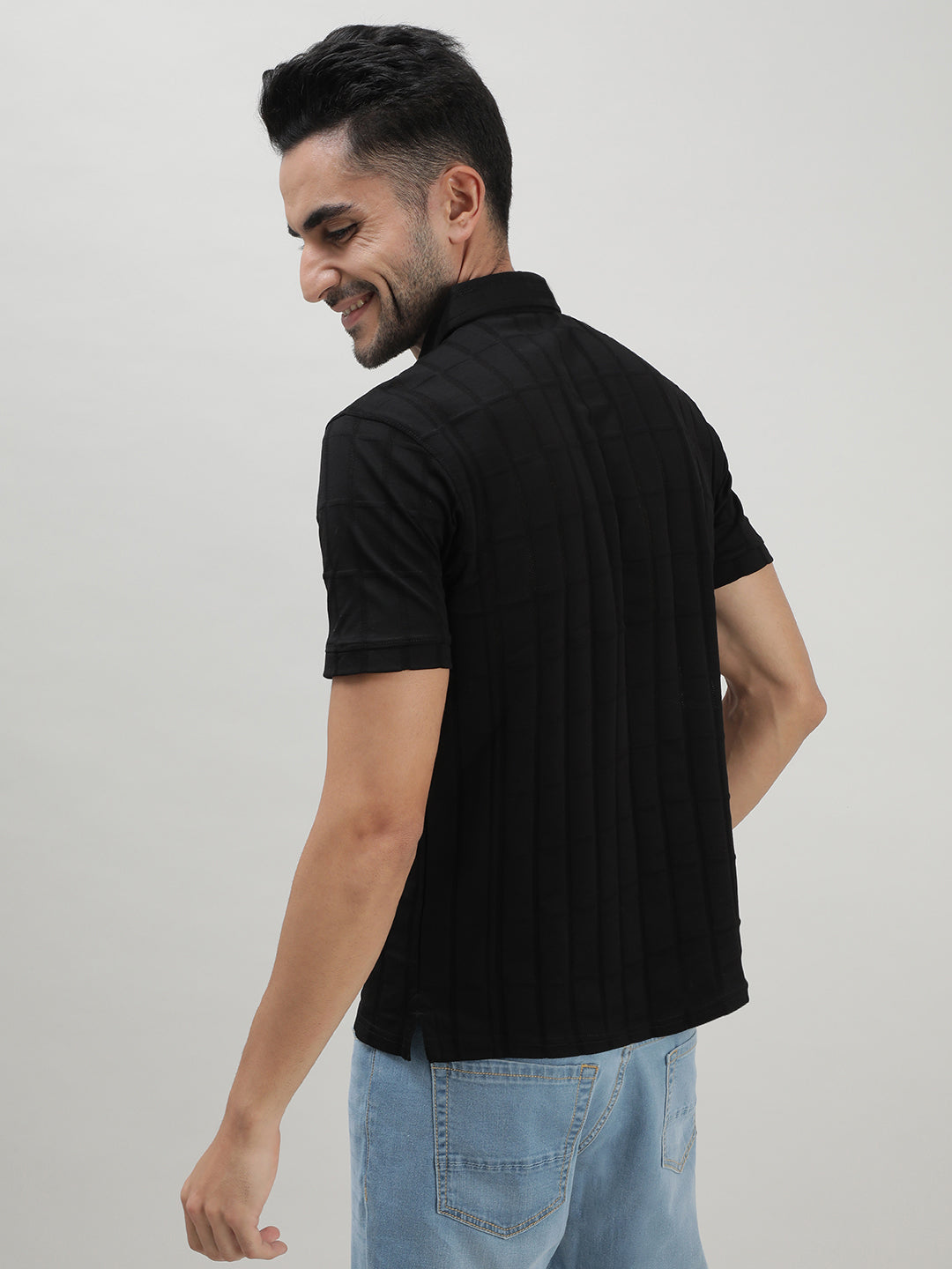 Black Polo T-shirt for Men at Loom & Spin