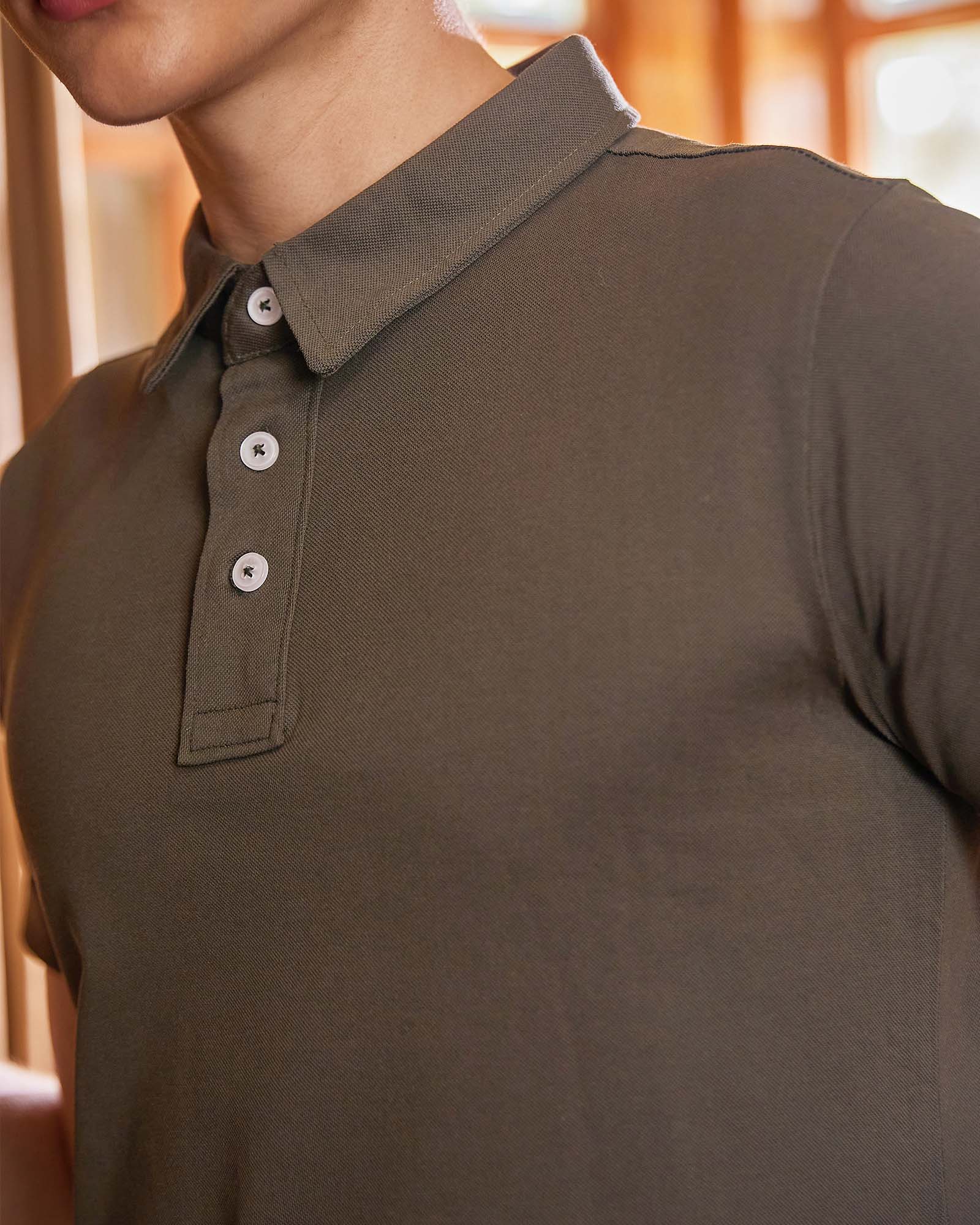 Dark Brown Solid Polo Tshirt
