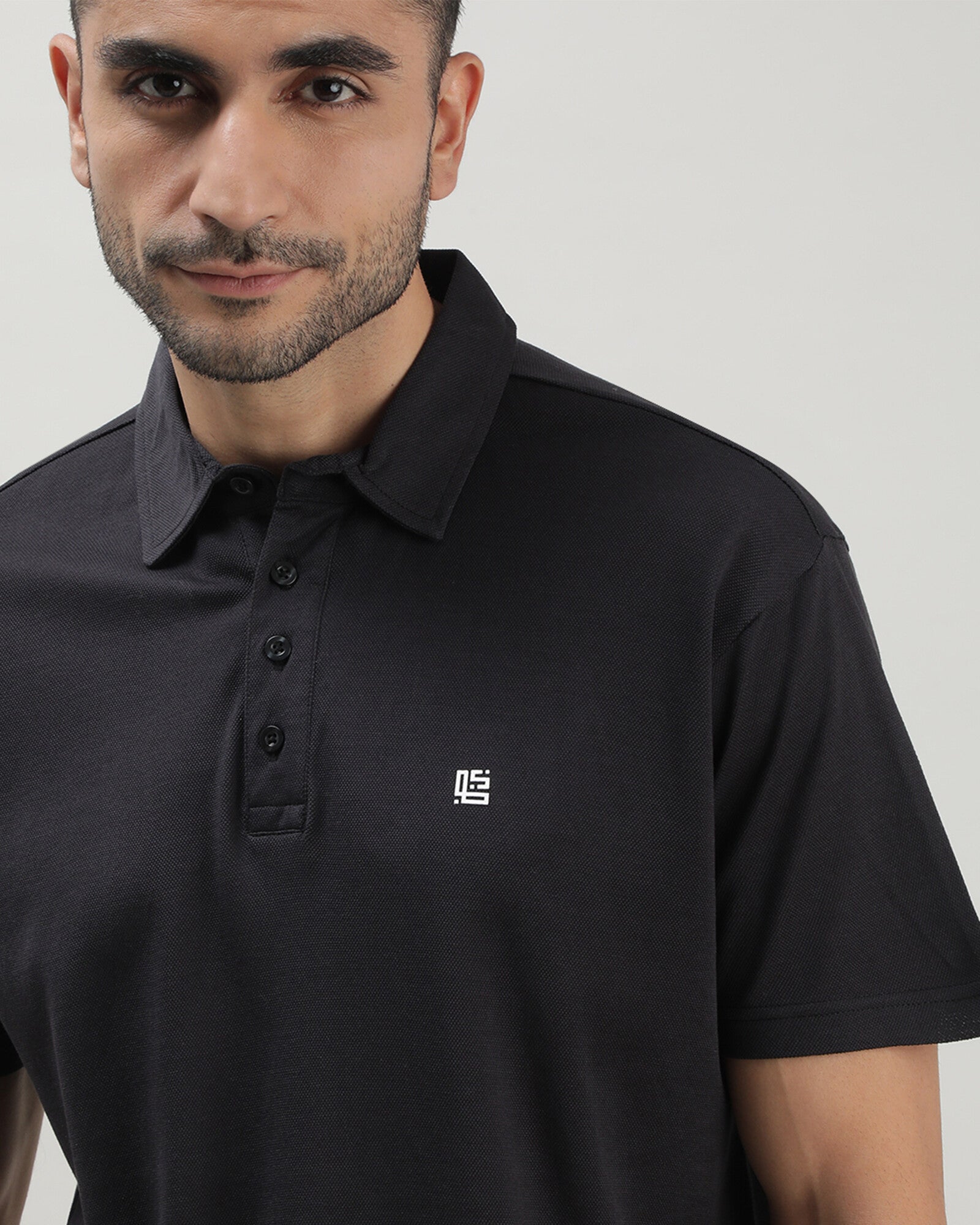 Charcoal Black Solid Polo Tshirt