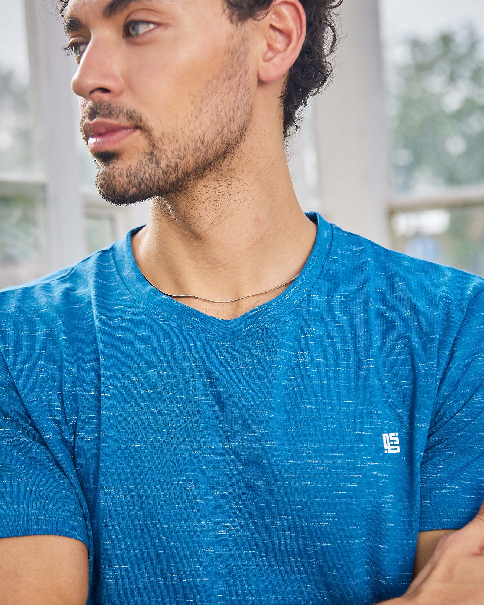 Royal Blue Space Dyed Crew Neck Tshirt