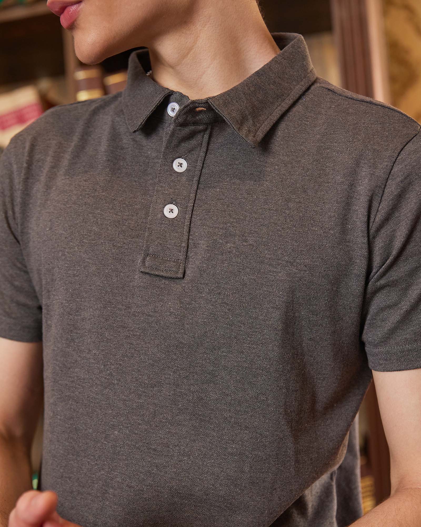 Brown Solid Polo Tshirt