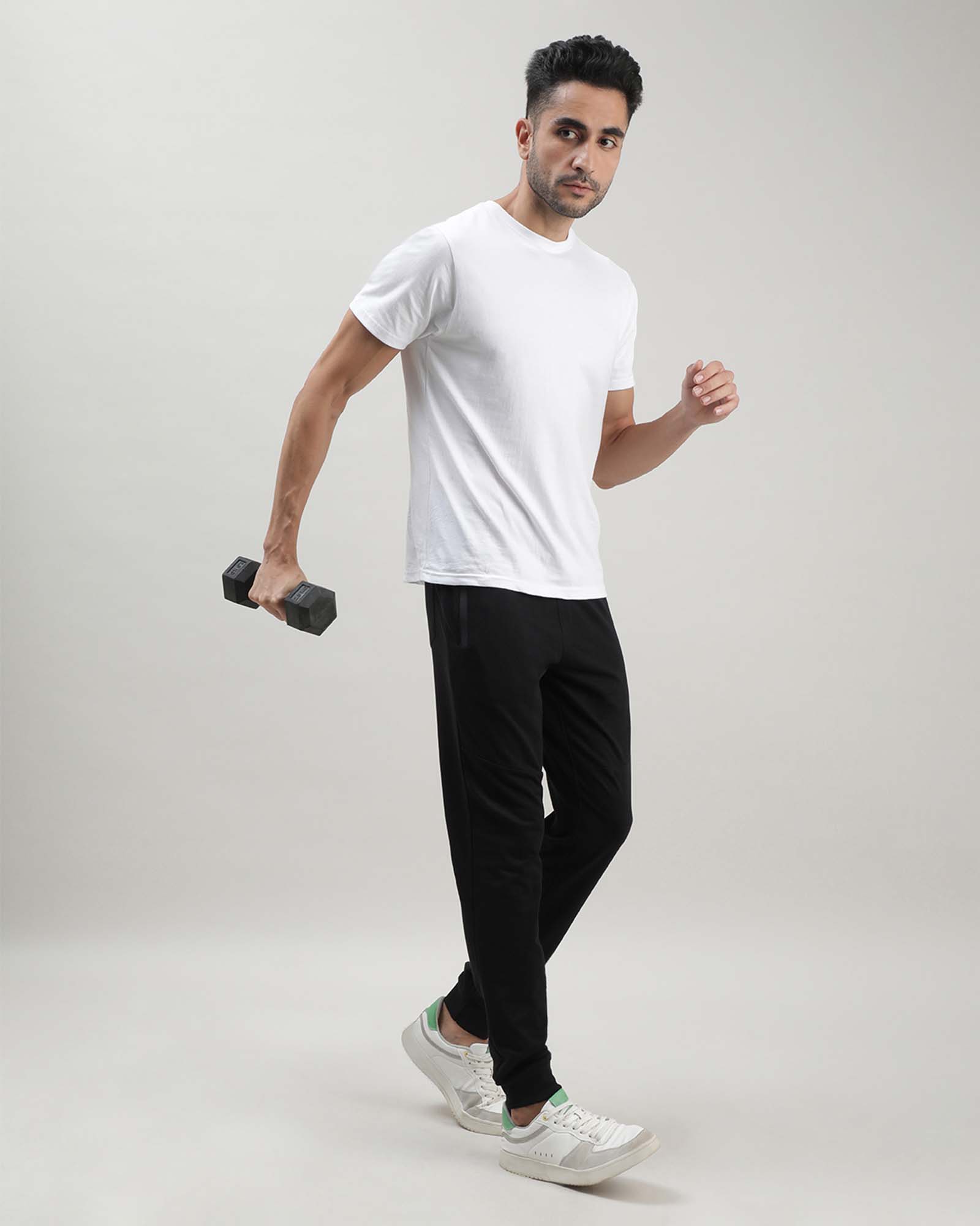 Black Solid Track Joggers