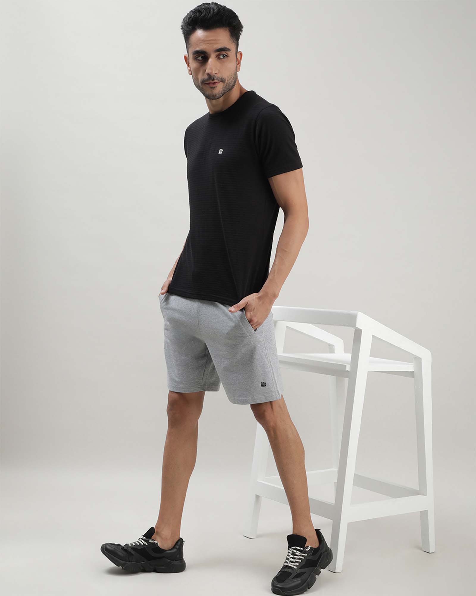 Grey Solid Track Shorts