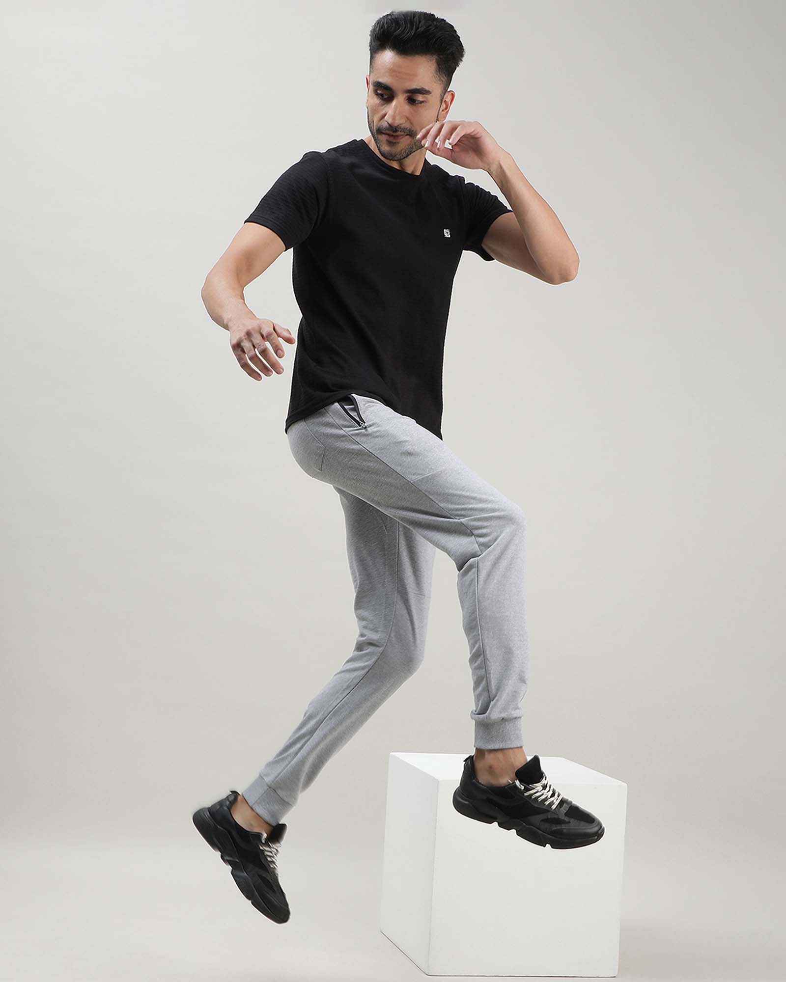 Light Grey Solid Track Joggers