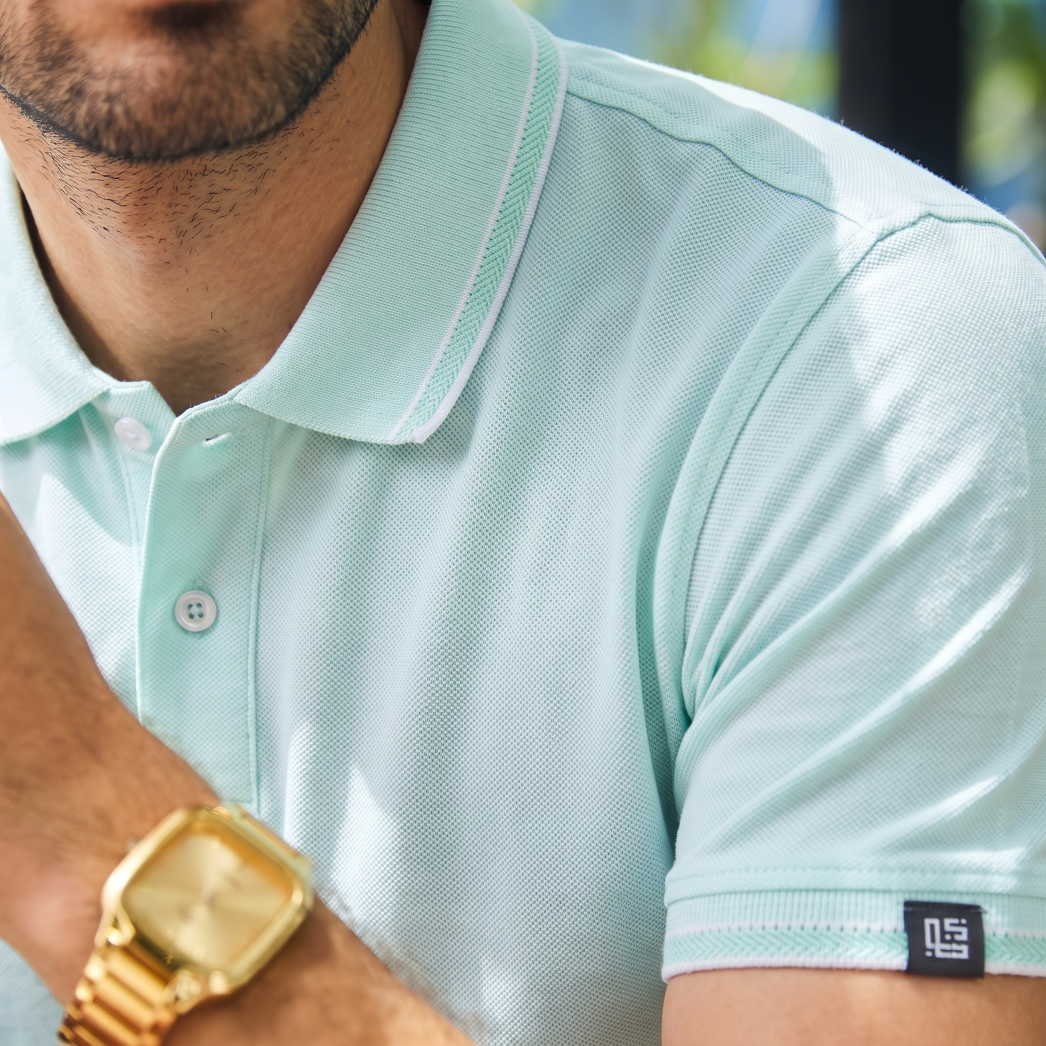 CONTRAST TIPPING POLO - MINT
