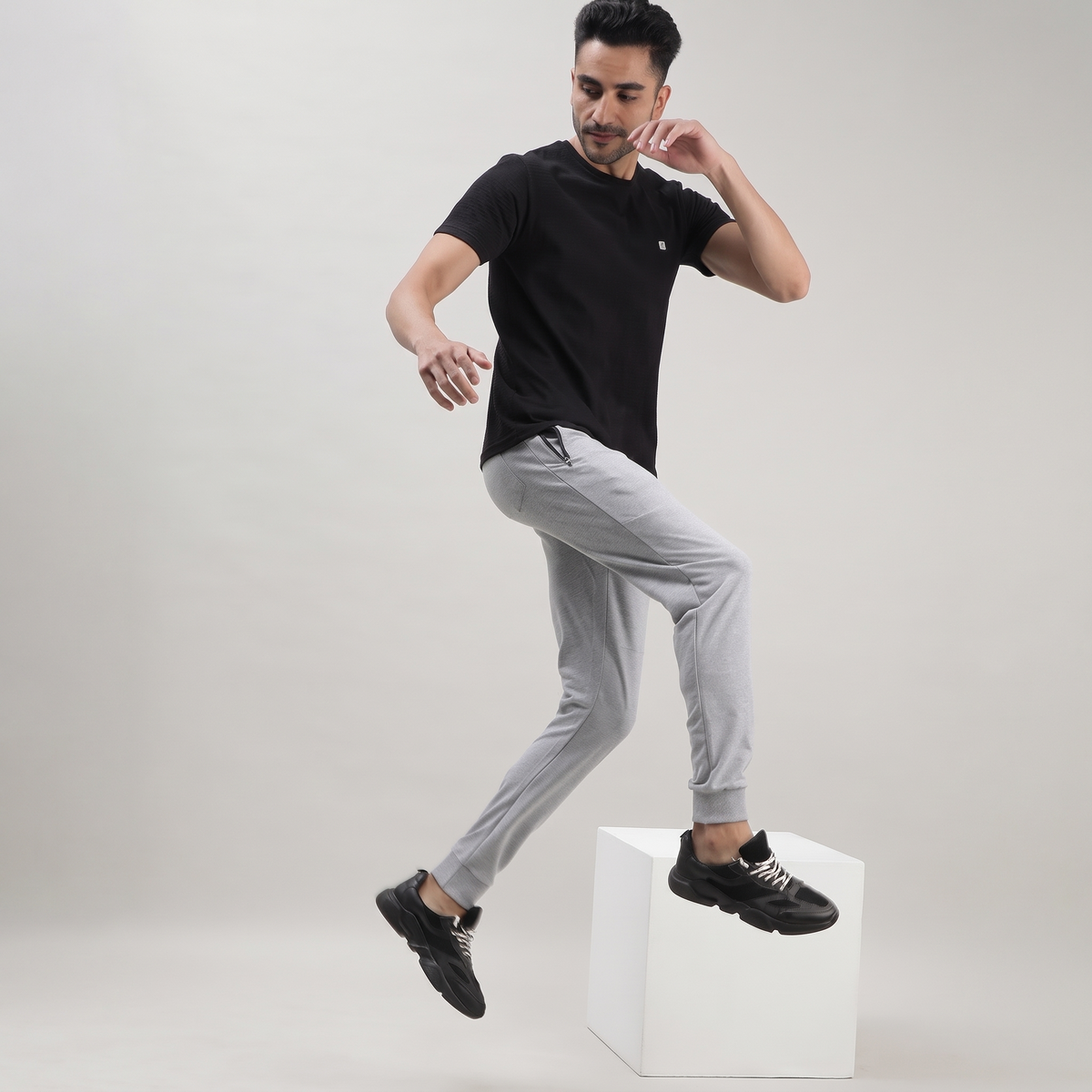 Light Grey Solid Track Joggers