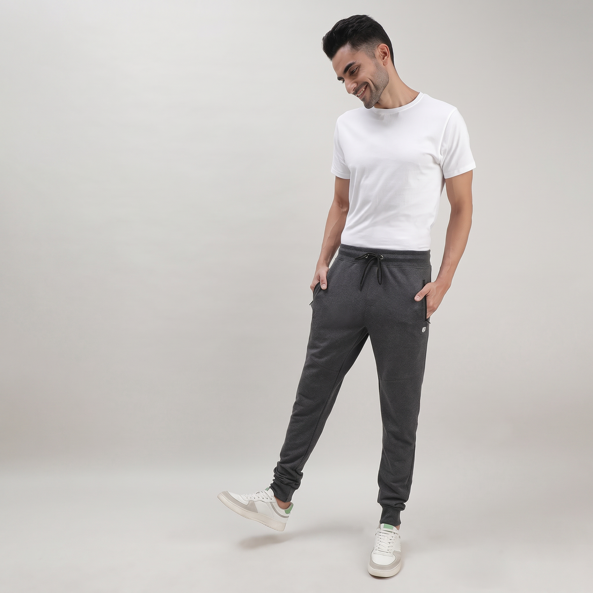 Grey Solid Track Joggers