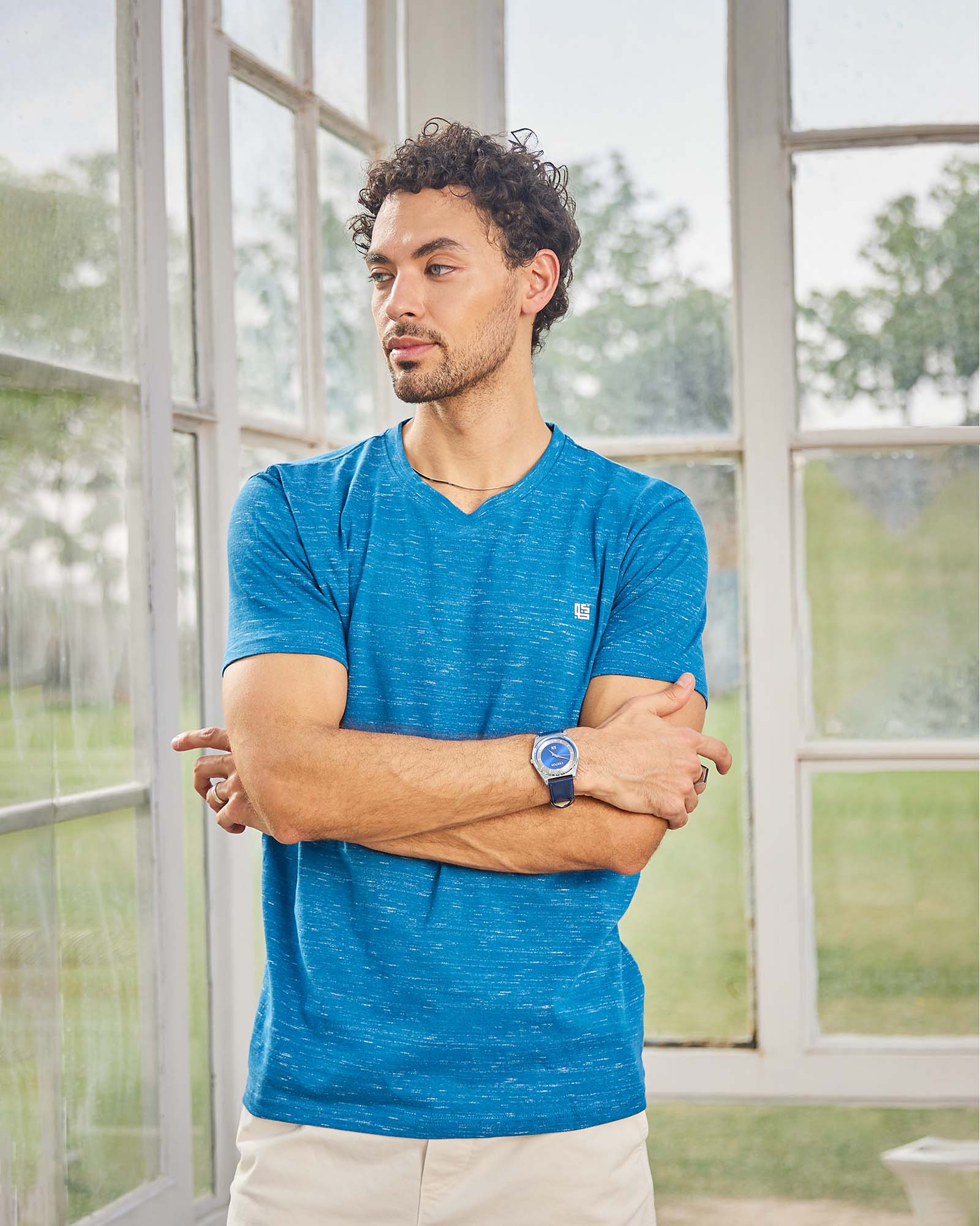 Royal Blue Space Dyed Crew Neck Tshirt