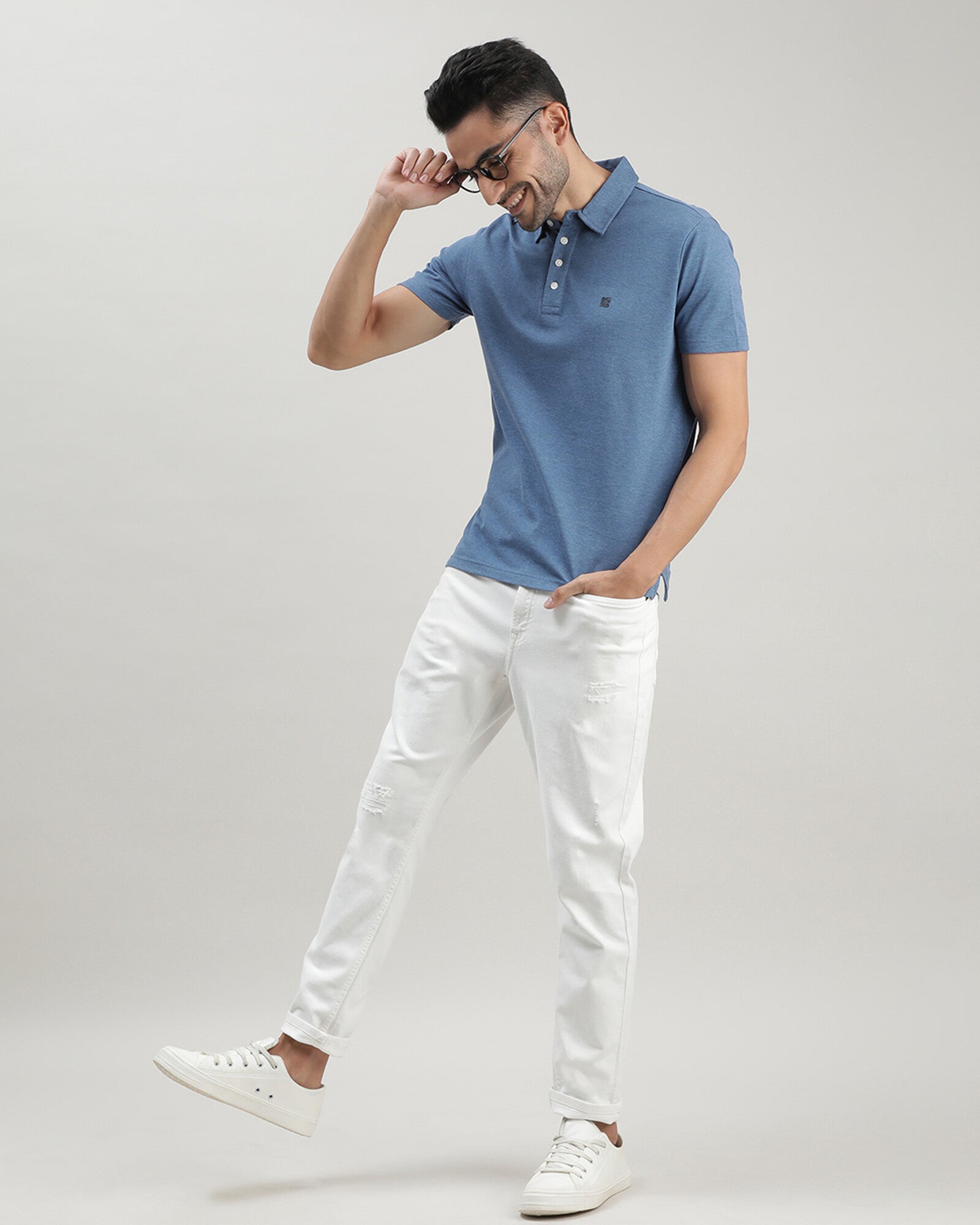 Blue Solid Polo Tshirt