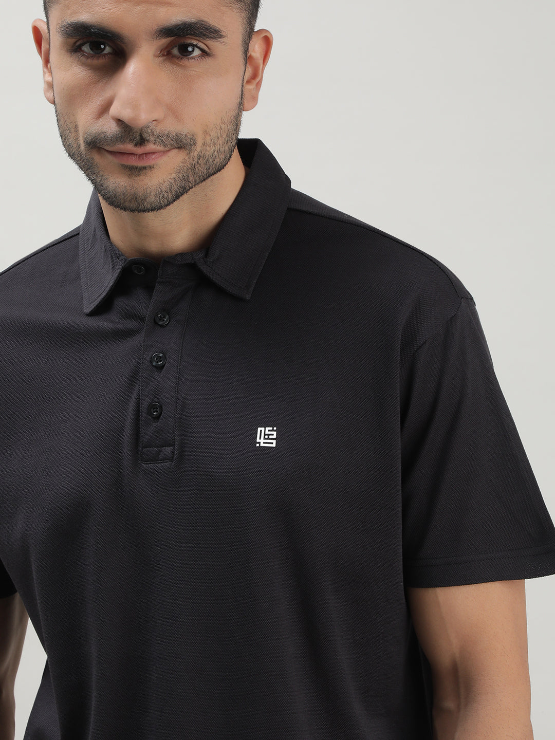 Black Mercerized Polo T-shirt for Men