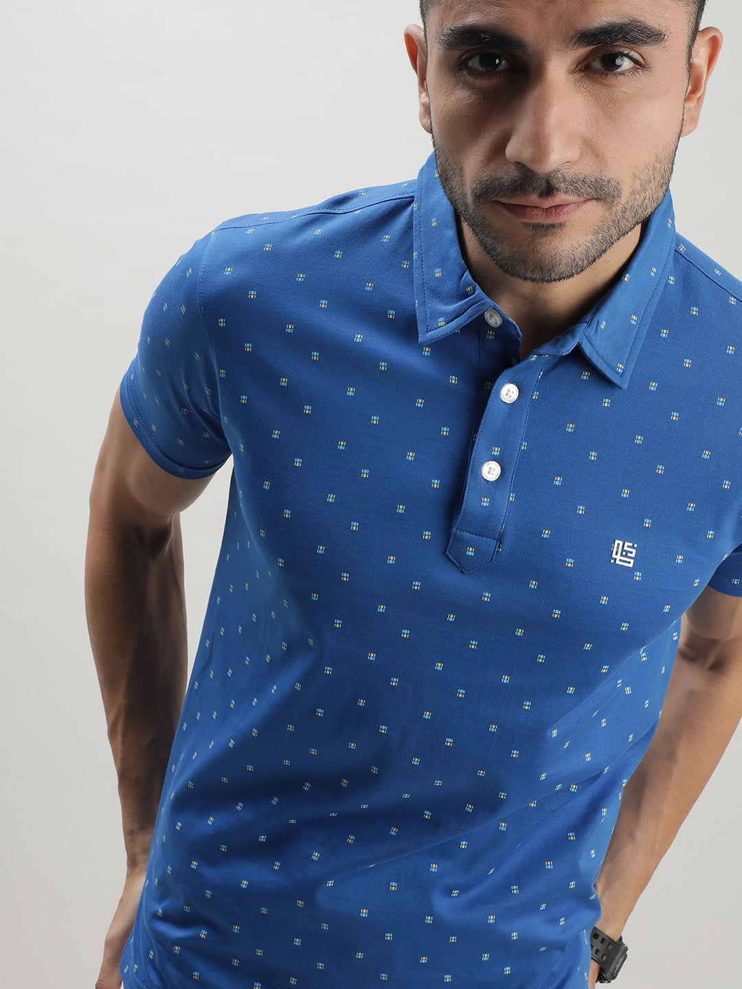 Blue Printed Polo T-shirt