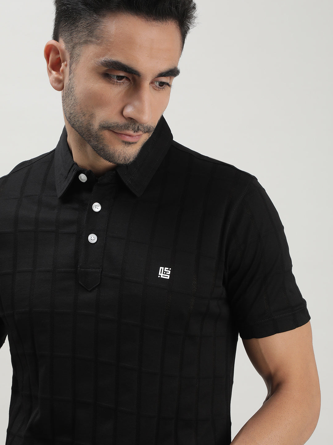 Black Polo T-shirt for Men at Loom & Spin