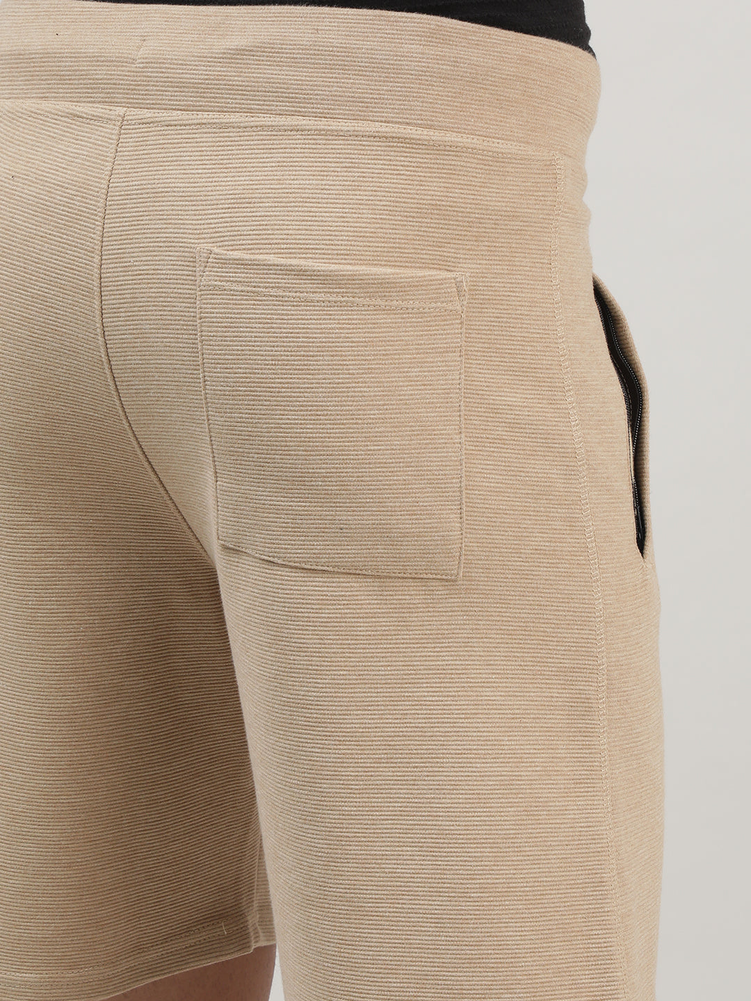 Beige Textured Shorts
